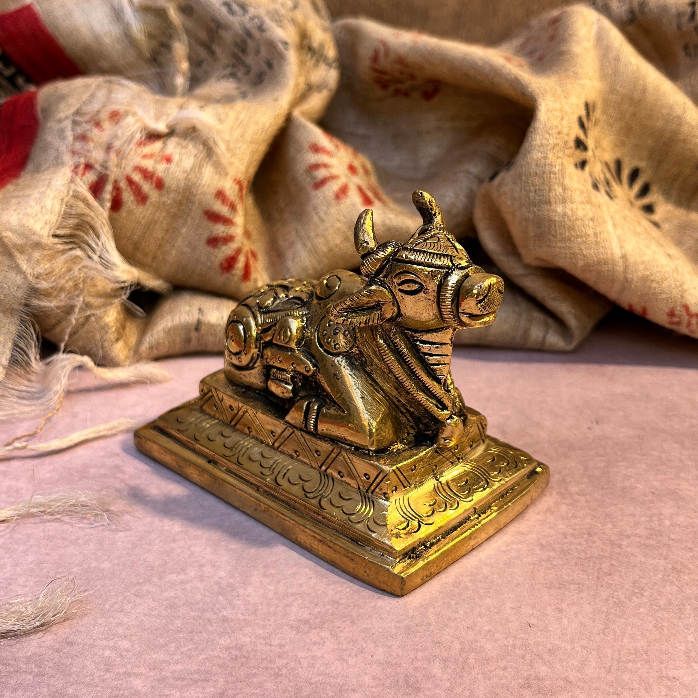 Ambi Pure Brass Nandi Maharaj Murti with Shiva & Nag Design- 710 Grams