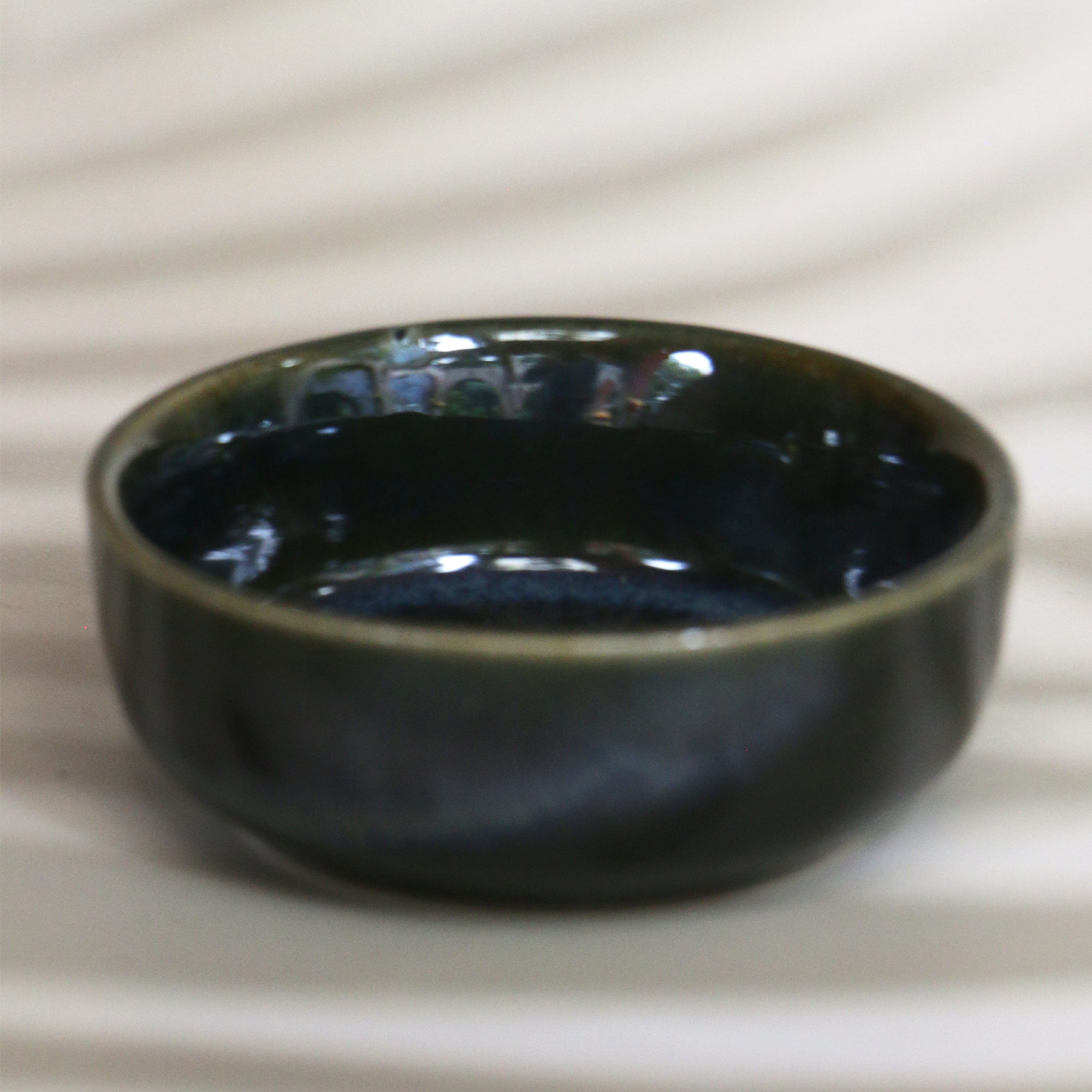 Ambi Handmade Emerald Blue-Green flat Nut Bowl Small Set of 2