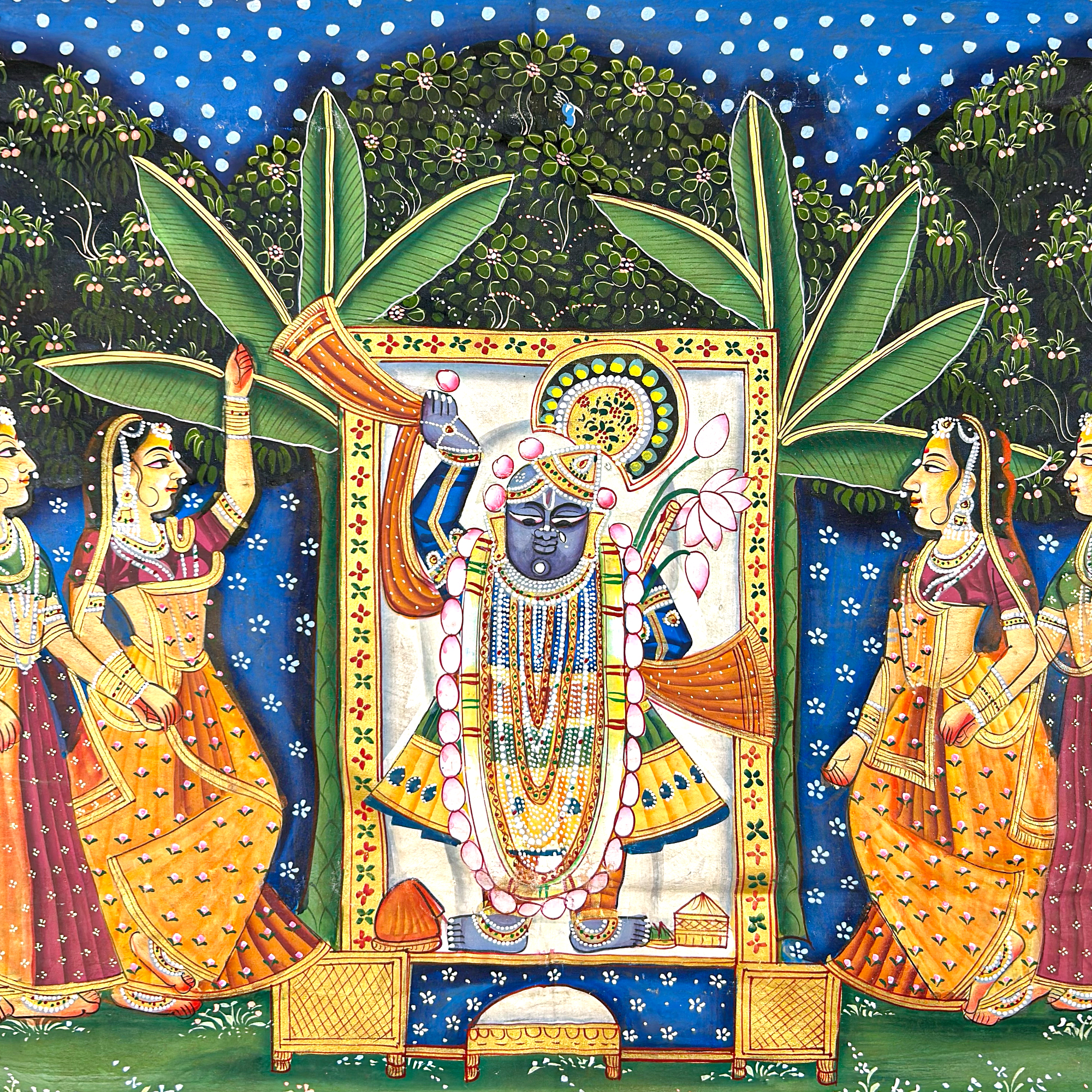 2025 - Pichwai Art - Handmade Shreenathji Sharad Purnima 24 Utsav Painting
