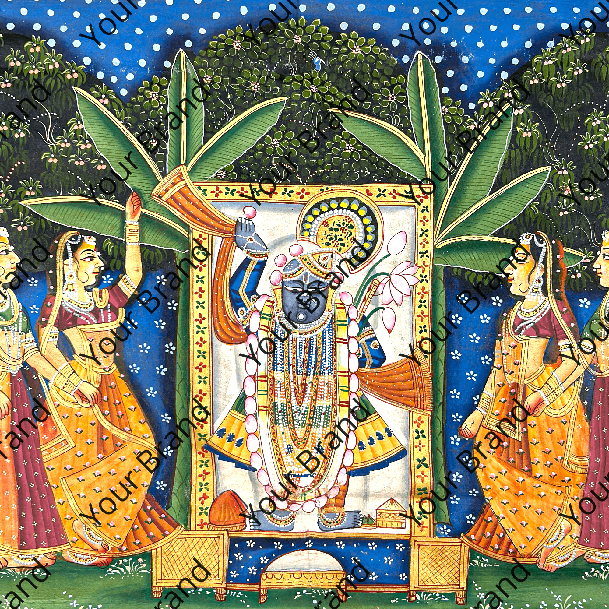 2026 - Pichwai Art - Handmade Shreenathji Sharad Purnima 24 Utsav Painting