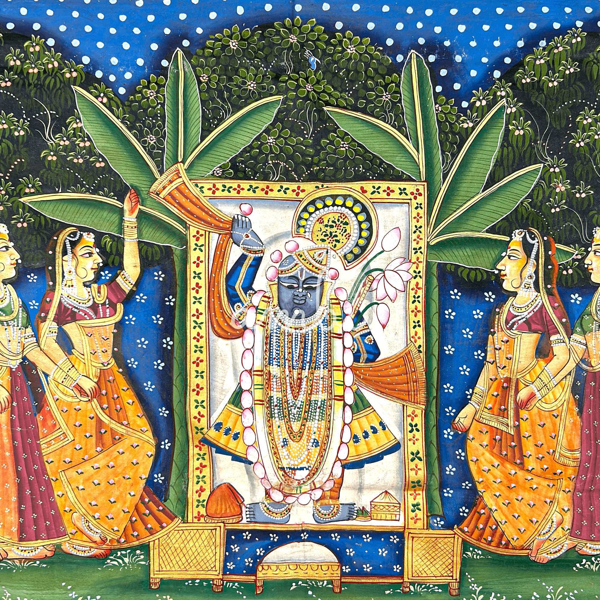 2026 - Pichwai Art - Handmade Shreenathji Sharad Purnima 24 Utsav Painting