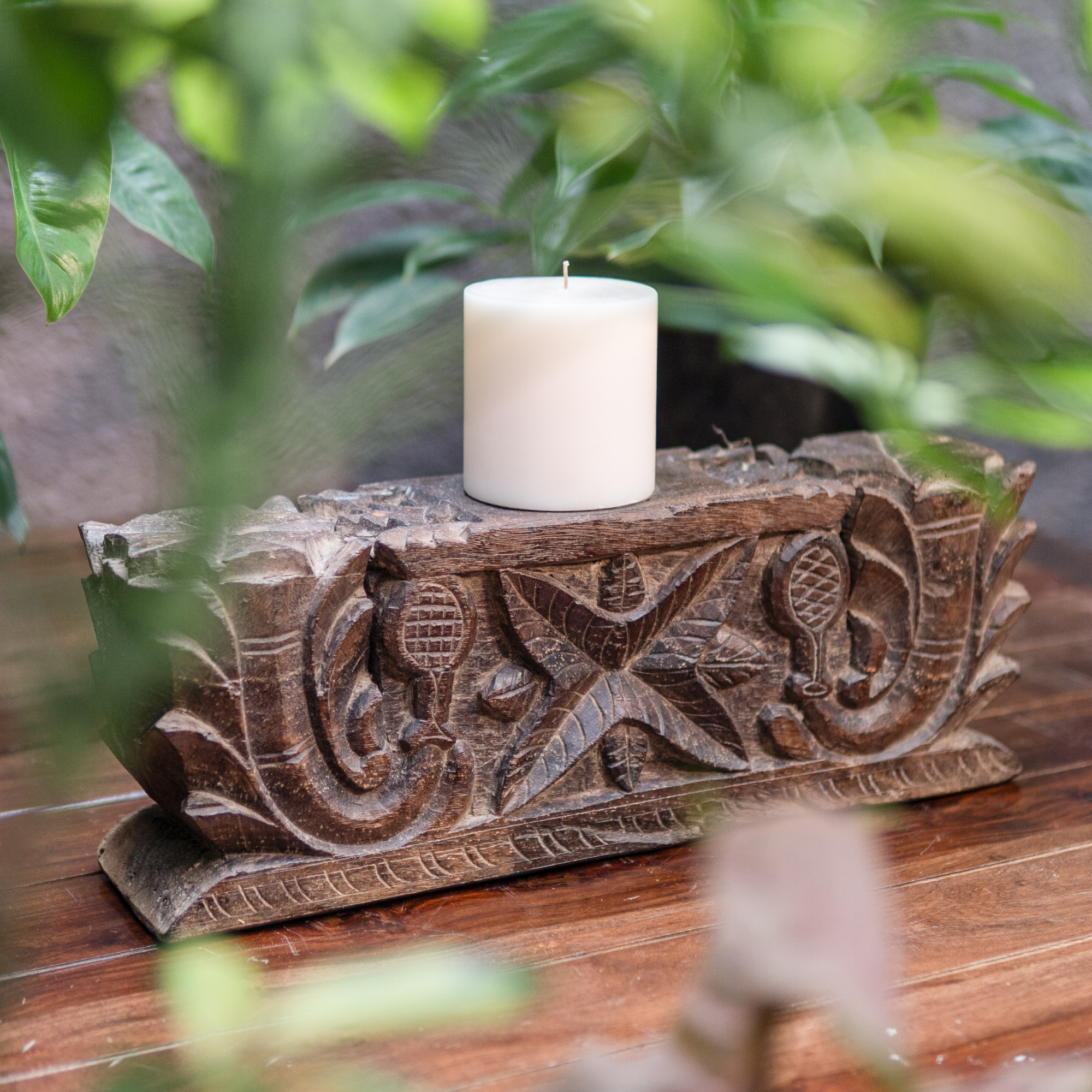 Vintage Handcrafted Wooden Candle Base