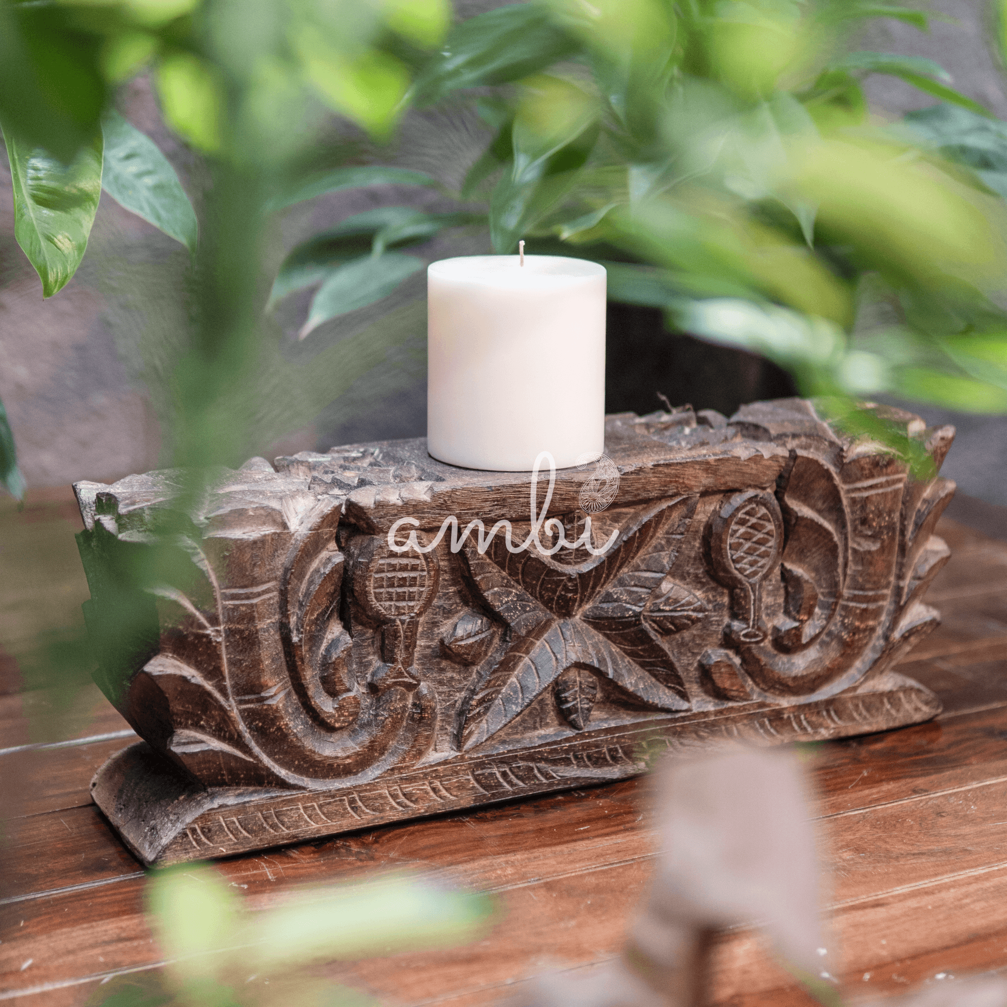 Vintage Handcrafted Wooden Candle Base