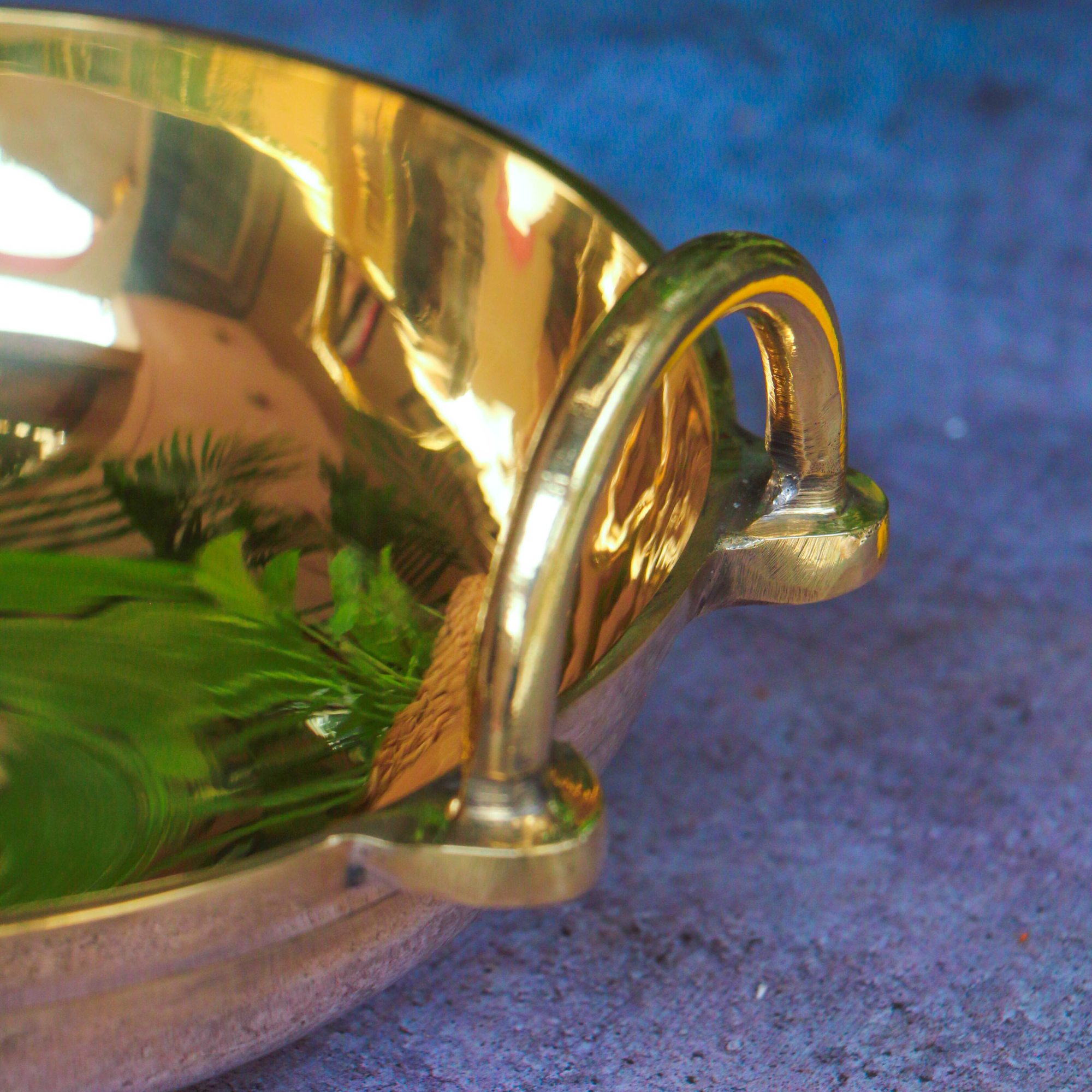 Ambi 100% Pure Brass 'Peetal ki Kadai ' with Durable Handles - Medium - Heavy Bottom 8 inch - 1 Litre