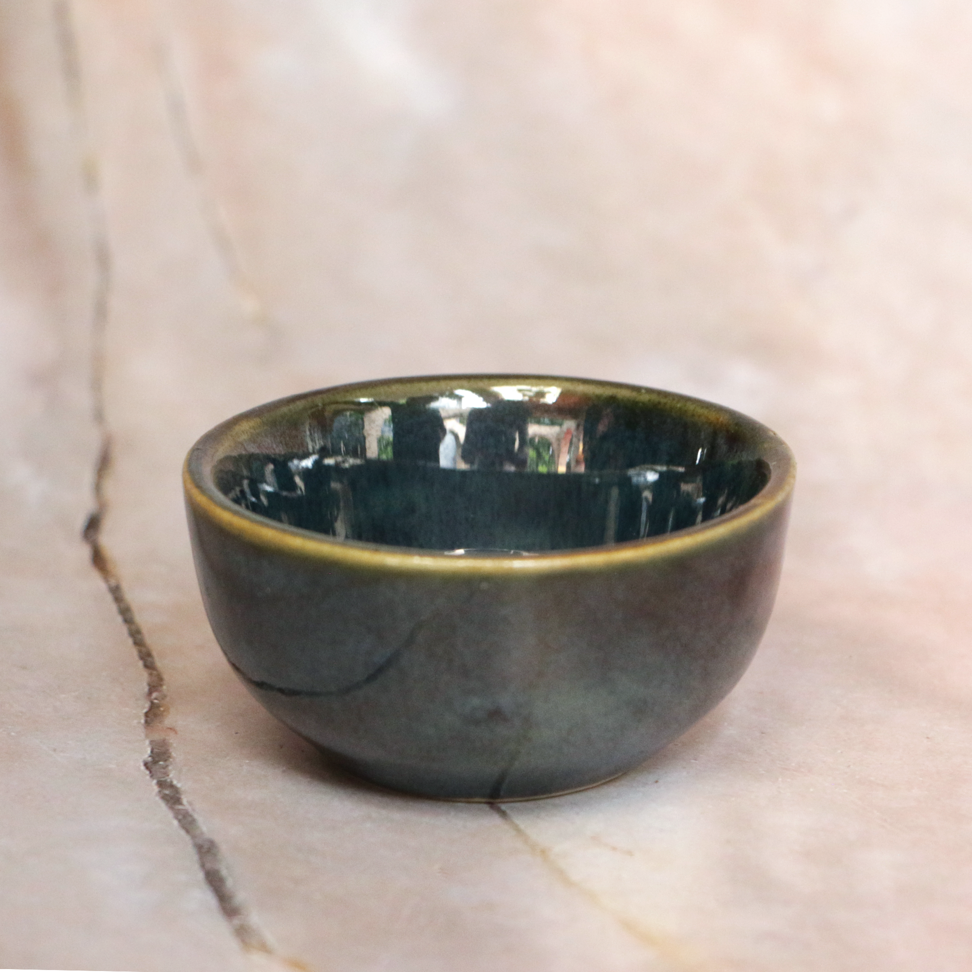 Ambi Handmade Emerald Blue-Green Nut Bowl Small Set of 4