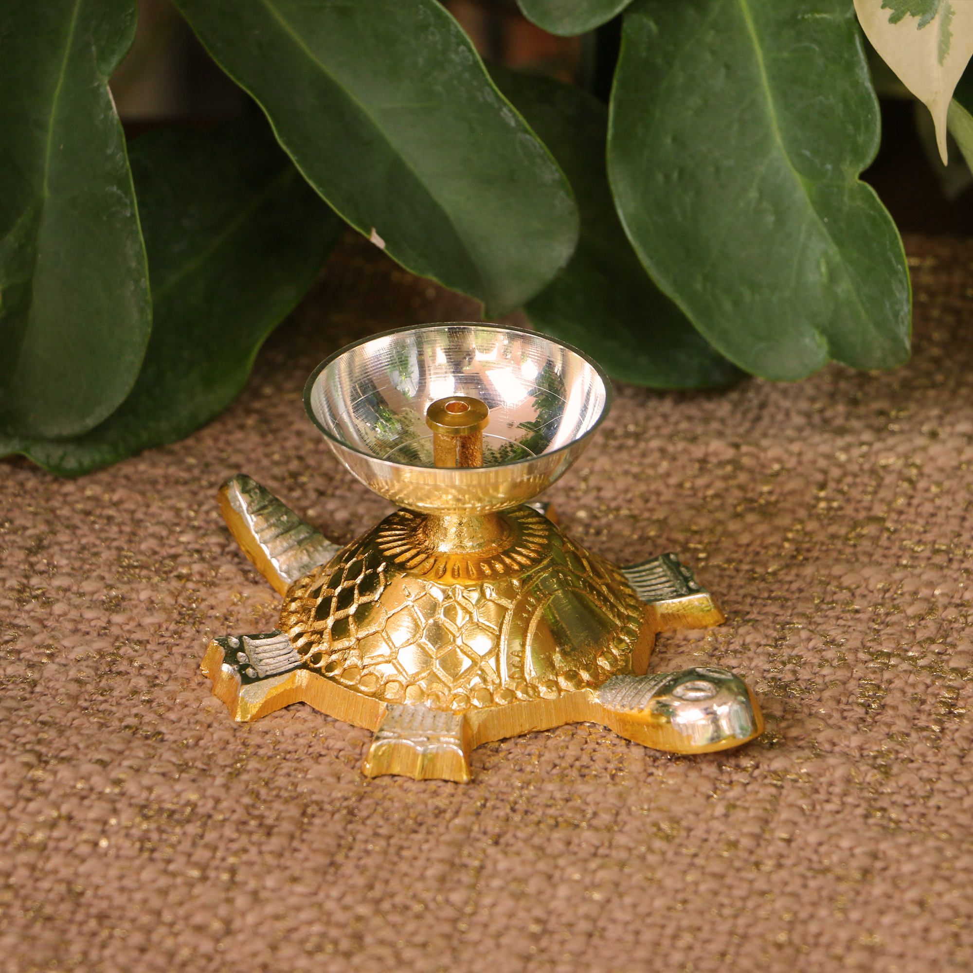 100% Pure Brass Tin Polished Tortoise Deepam