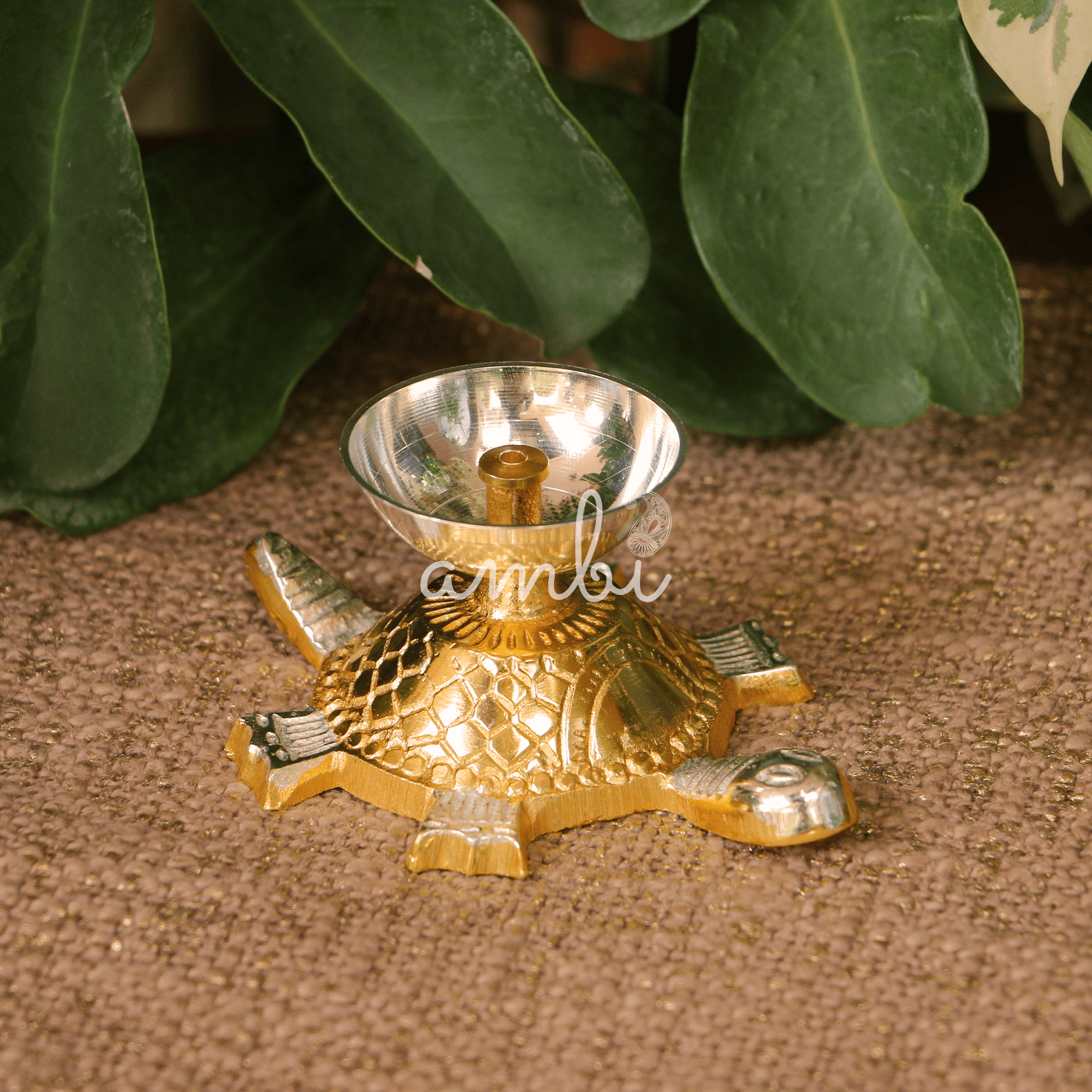 100% Pure Brass Tin Polished Tortoise Deepam