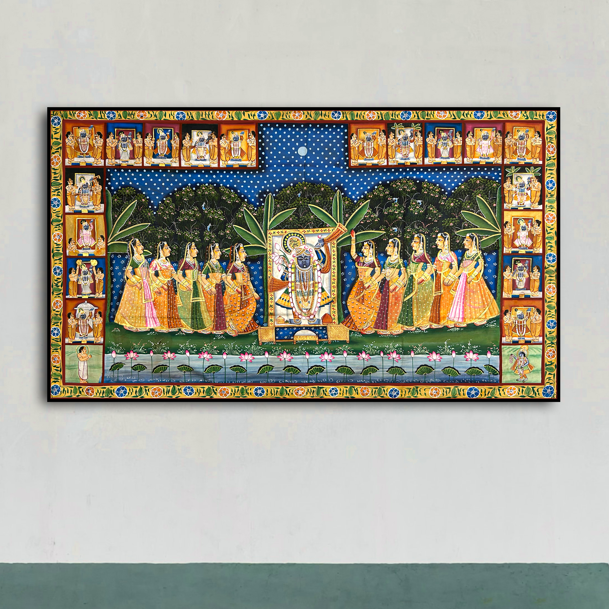 2025 - Pichwai Art - Handmade Shreenathji Sharad Purnima 24 Utsav Painting