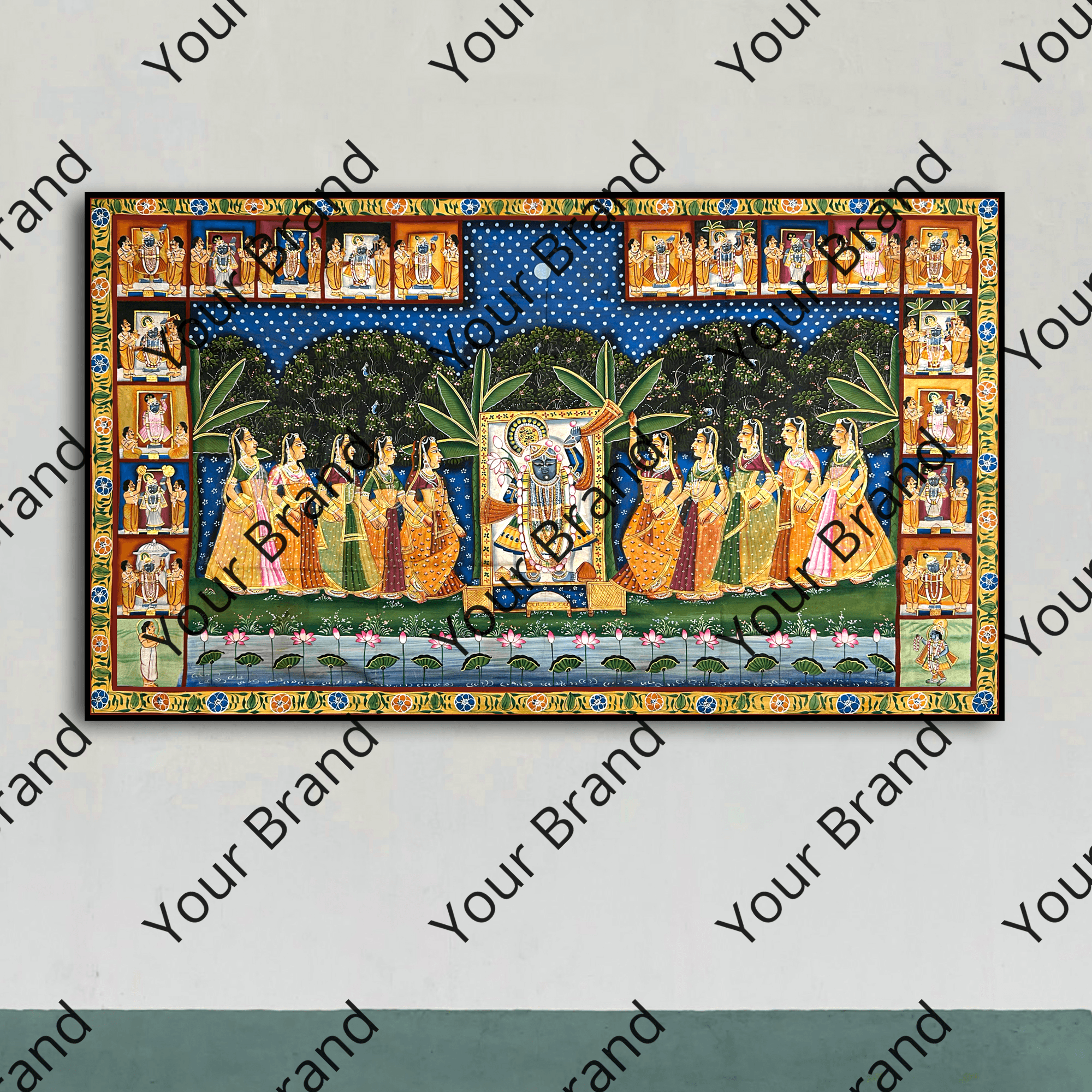 2026 - Pichwai Art - Handmade Shreenathji Sharad Purnima 24 Utsav Painting