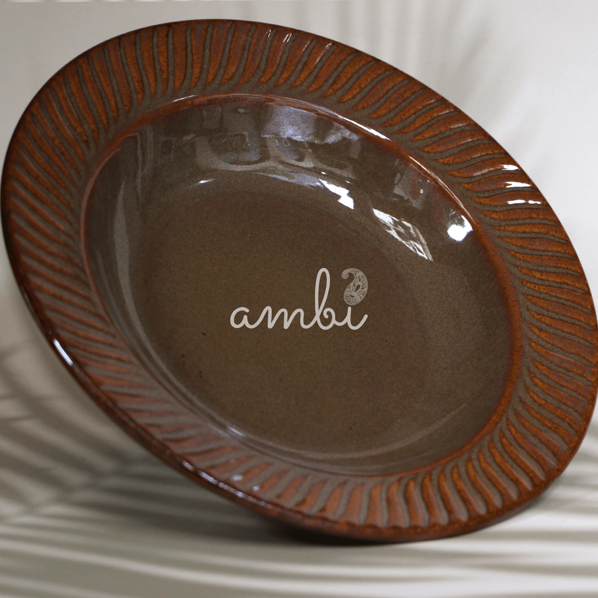Ambi Glazed Brown Deep Bowl 10 inches