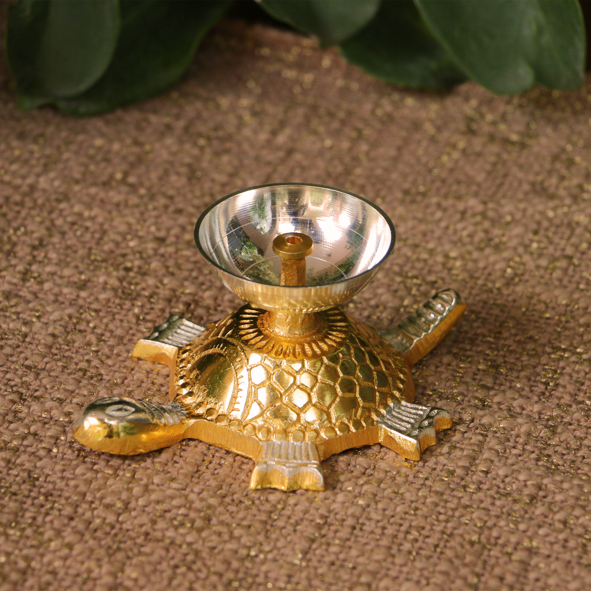 100% Pure Brass Tin Polished Tortoise Deepam