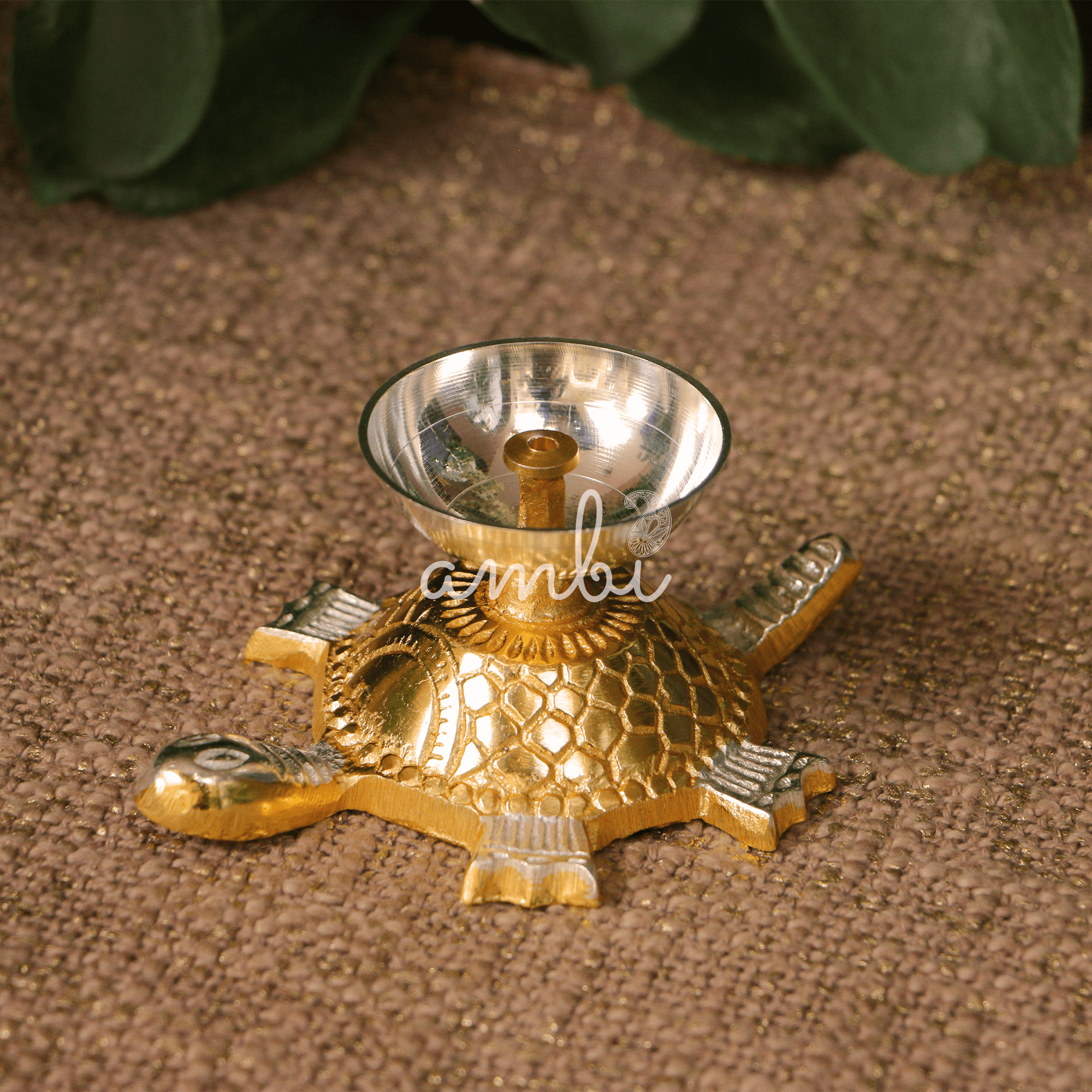100% Pure Brass Tin Polished Tortoise Deepam