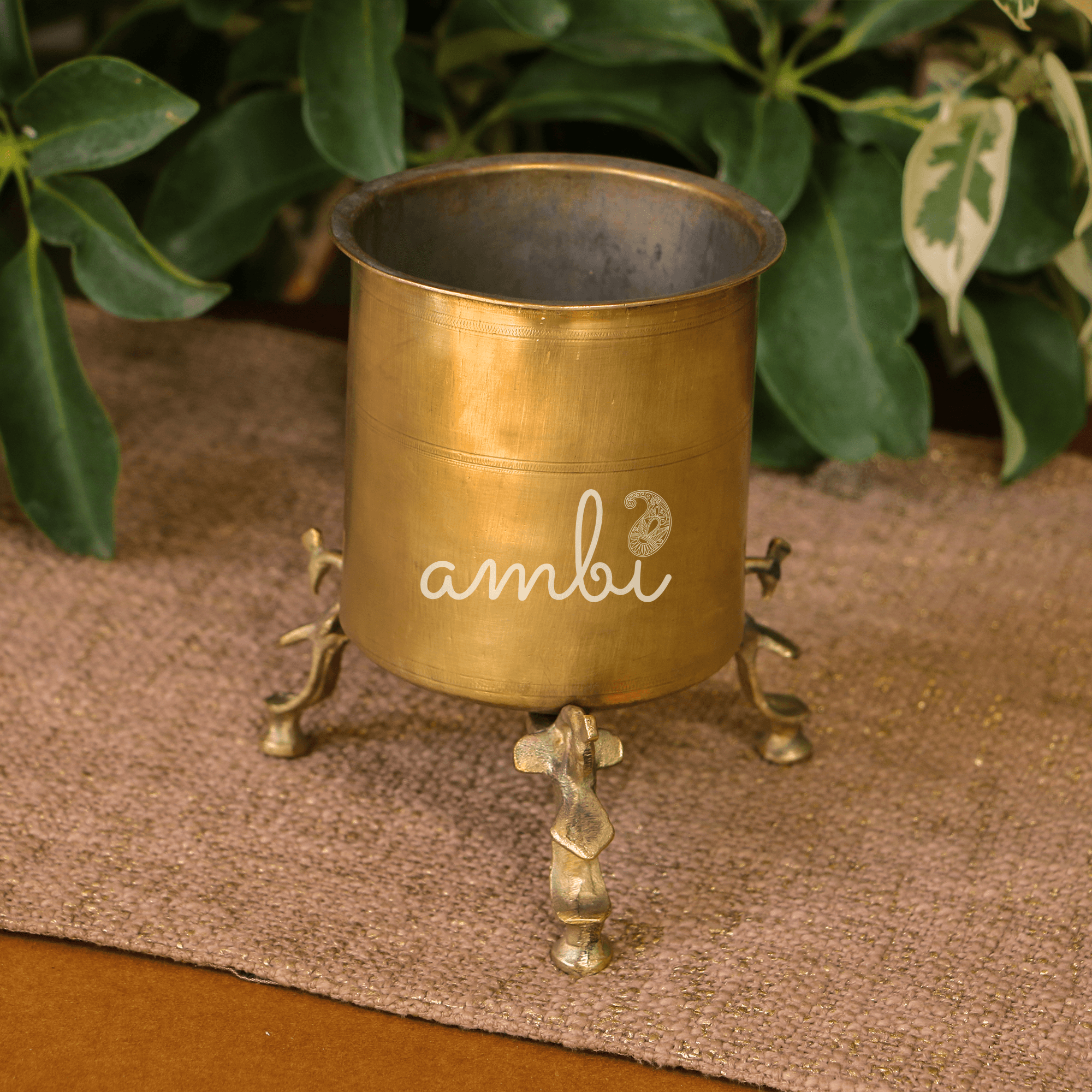 Handcrafted Vintage Brass Vessel / Vase / Lota / Matka On Legs
