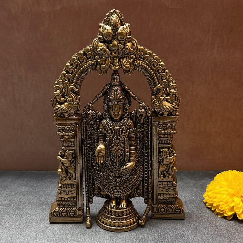 Ambi Pure Brass Venkateshwara Swamy Statue | Tirupati Balaji Idol | 6 Inch - Height