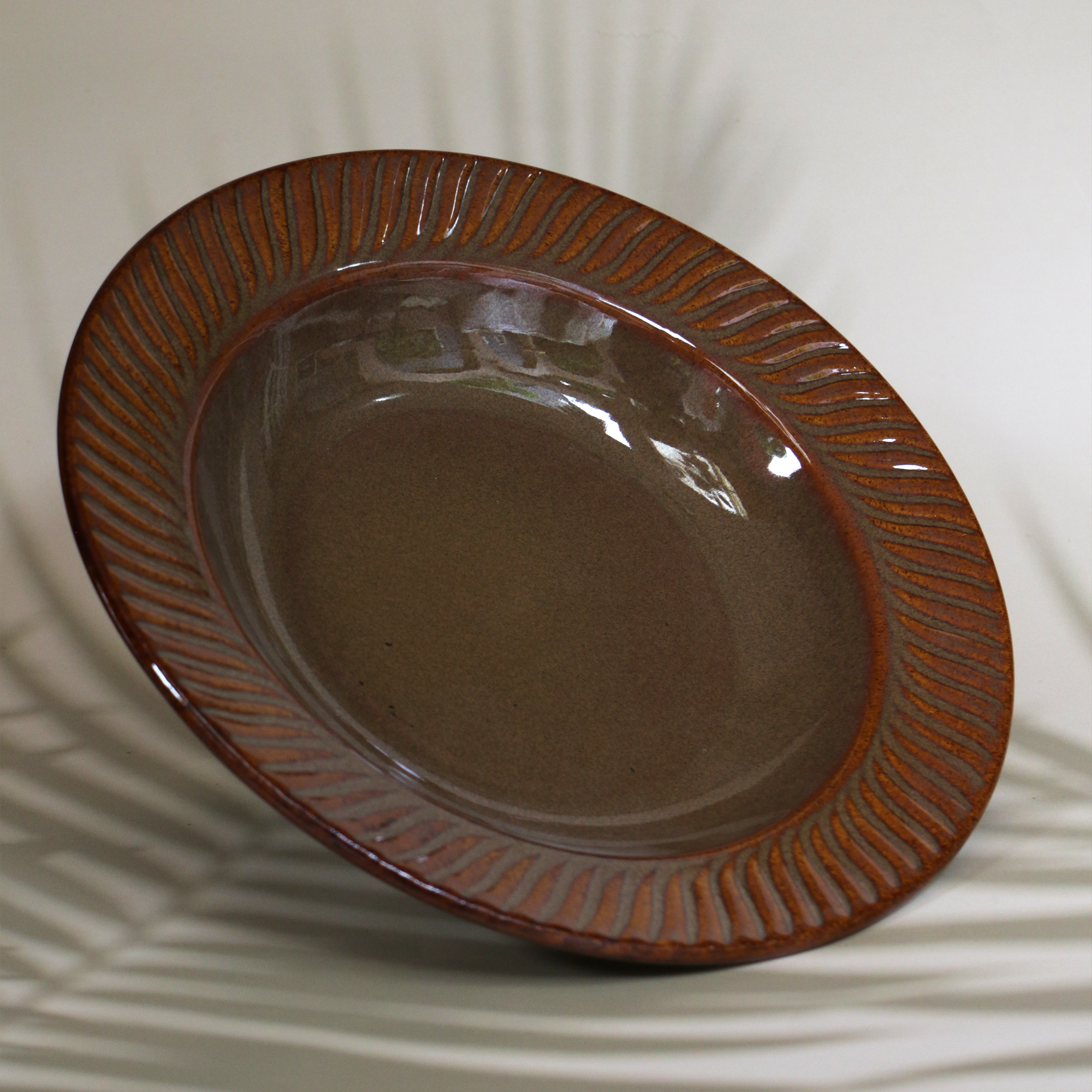 Ambi Glazed Brown Deep Bowl 10 inches