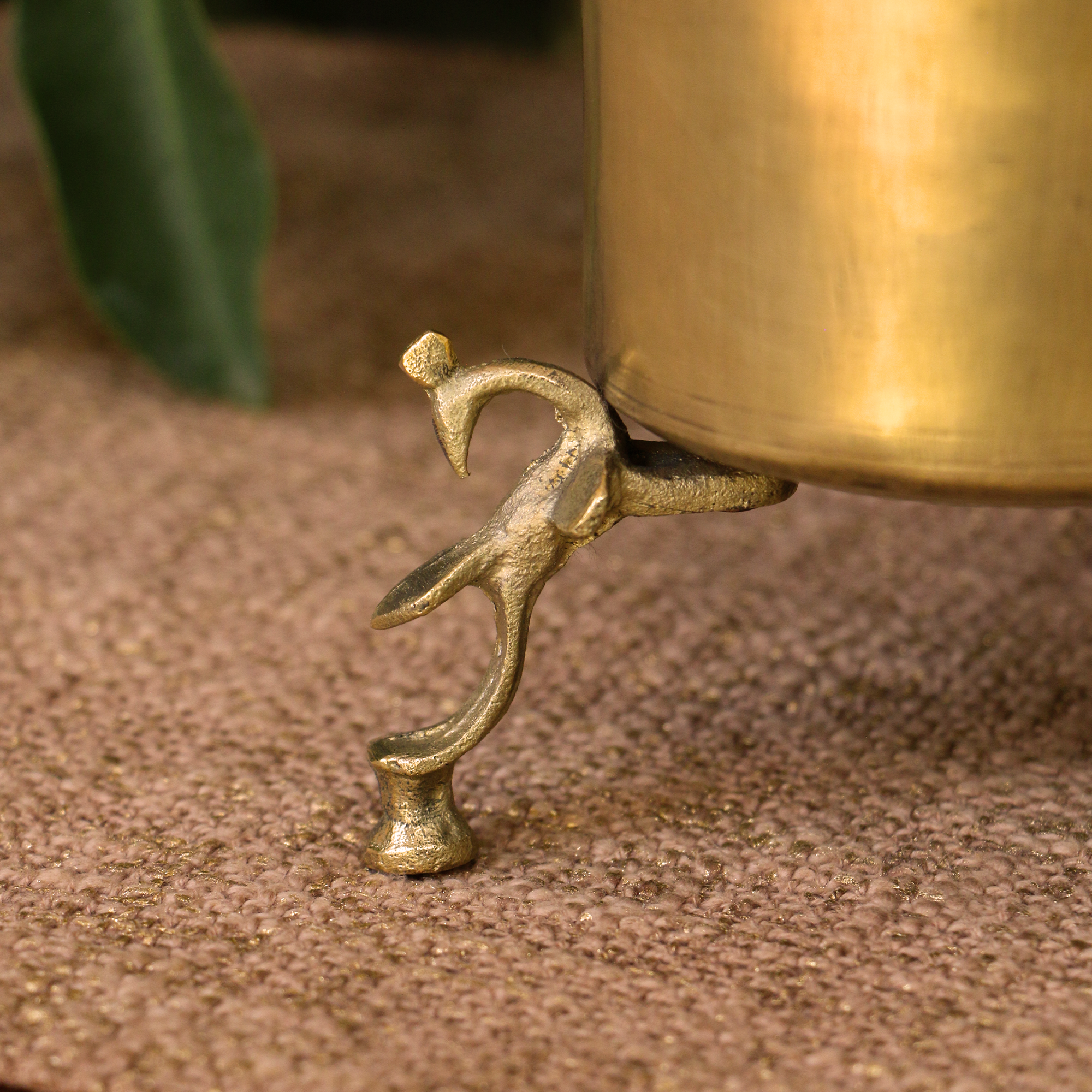 Handcrafted Vintage Brass Vessel / Vase / Lota / Matka On Legs