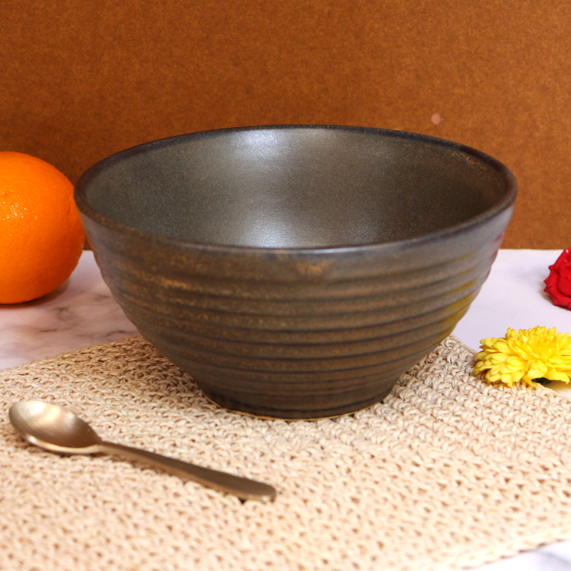 2026 - Ambi Handmade Matte-Finish Spiral textured Noodle Ramen Bowl 7 inches
