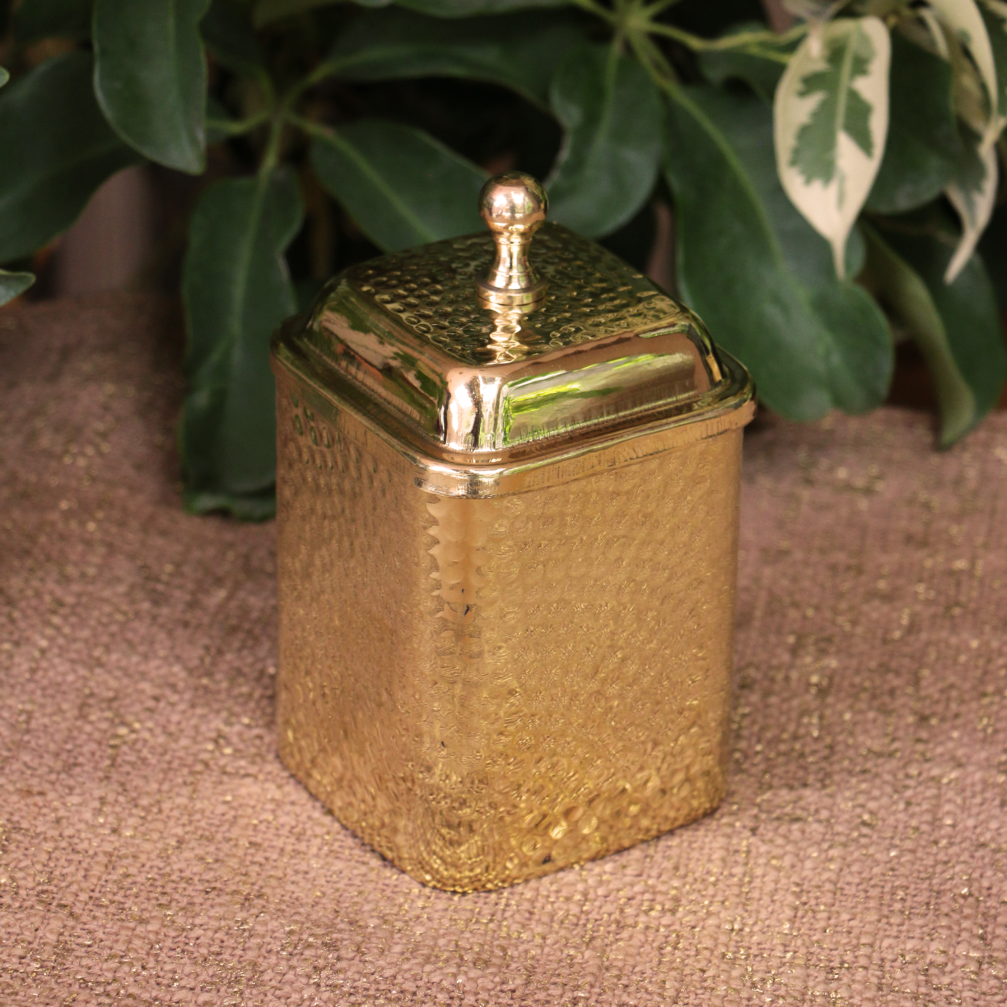 Pure Brass Hammered Dabba/ Storage container / Box for Tea / Coffee / Sugar / Spices / Cookies - Small