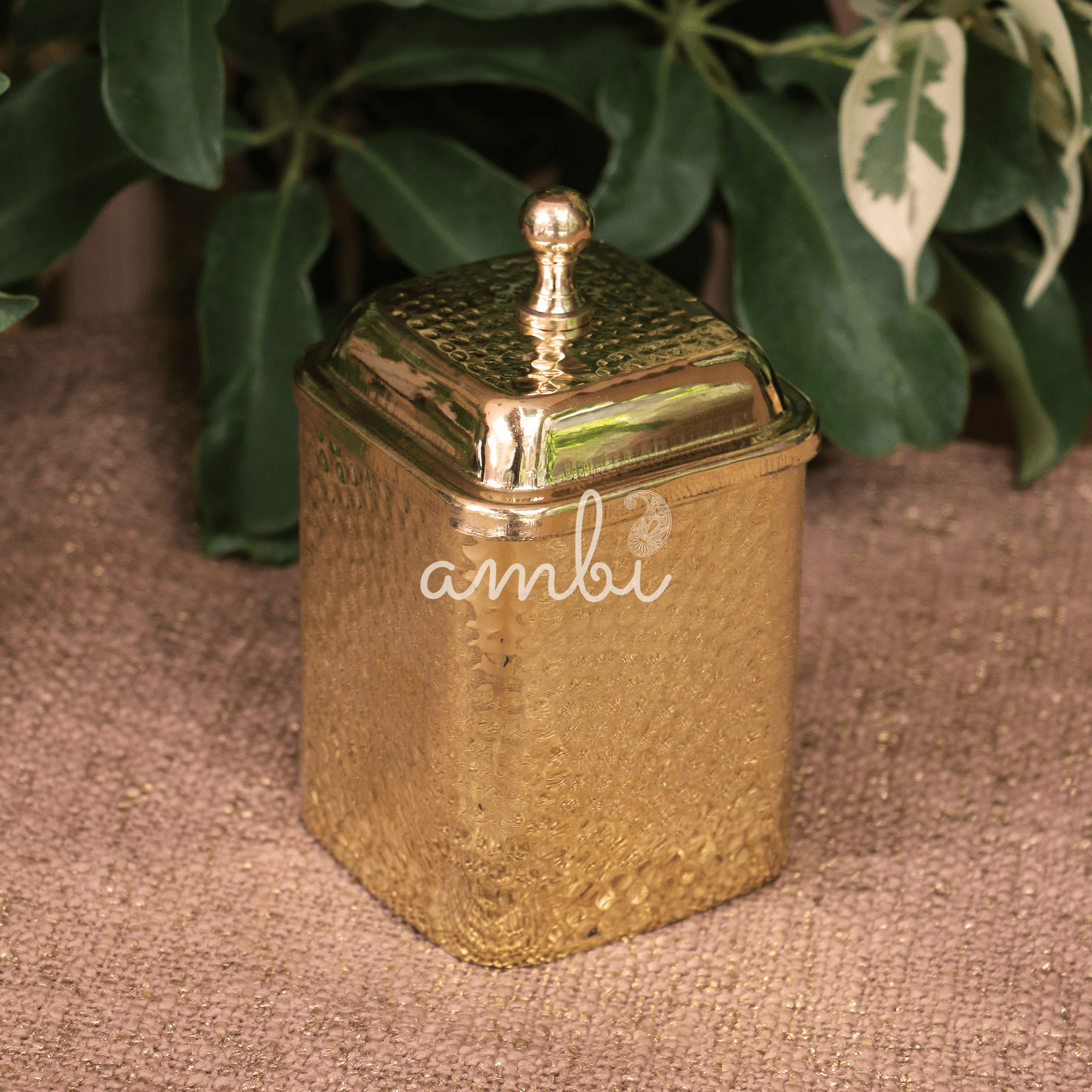 Pure Brass Hammered Dabba/ Storage container / Box for Tea / Coffee / Sugar / Spices / Cookies - Small