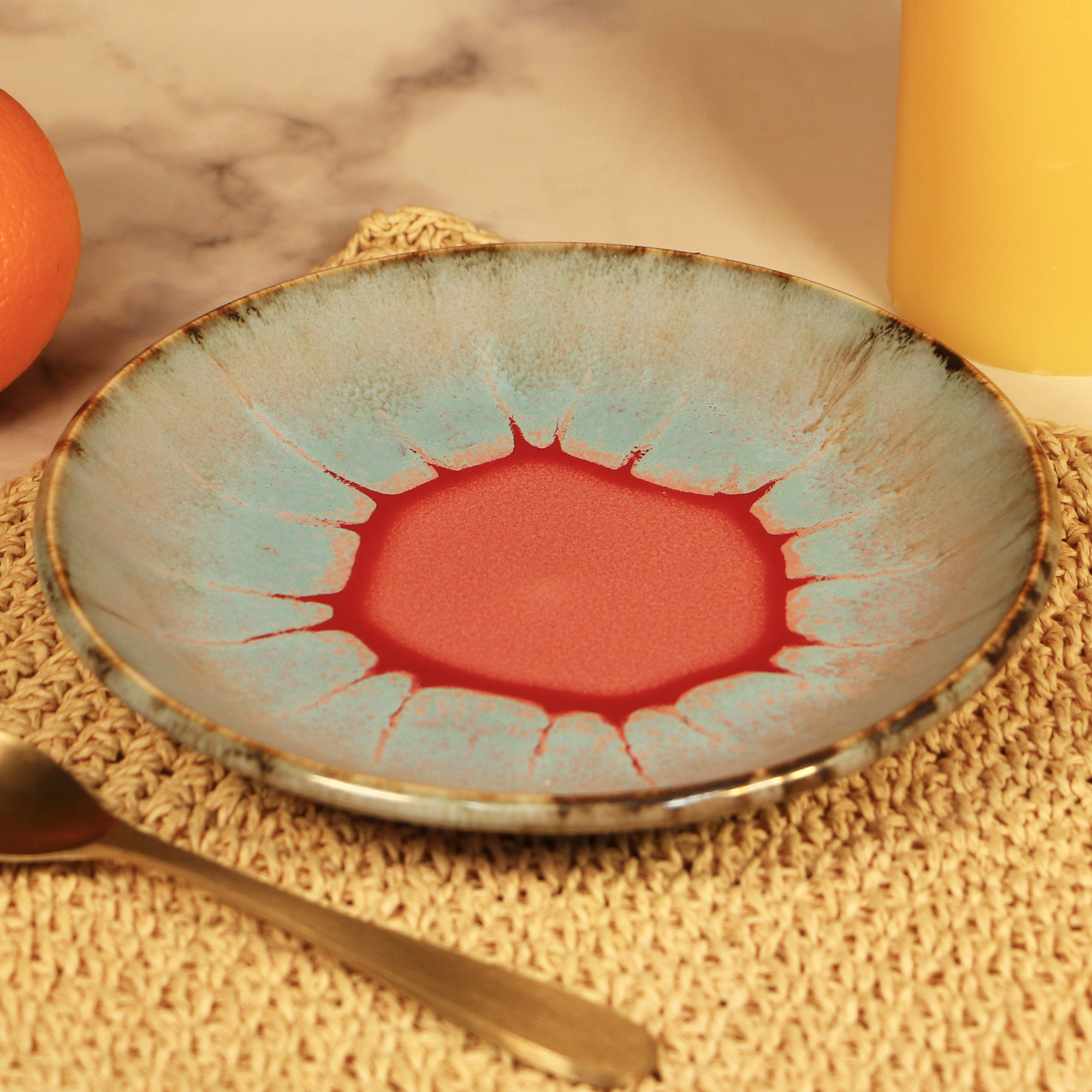 Handmade Art Red Dot Plate 8 inch