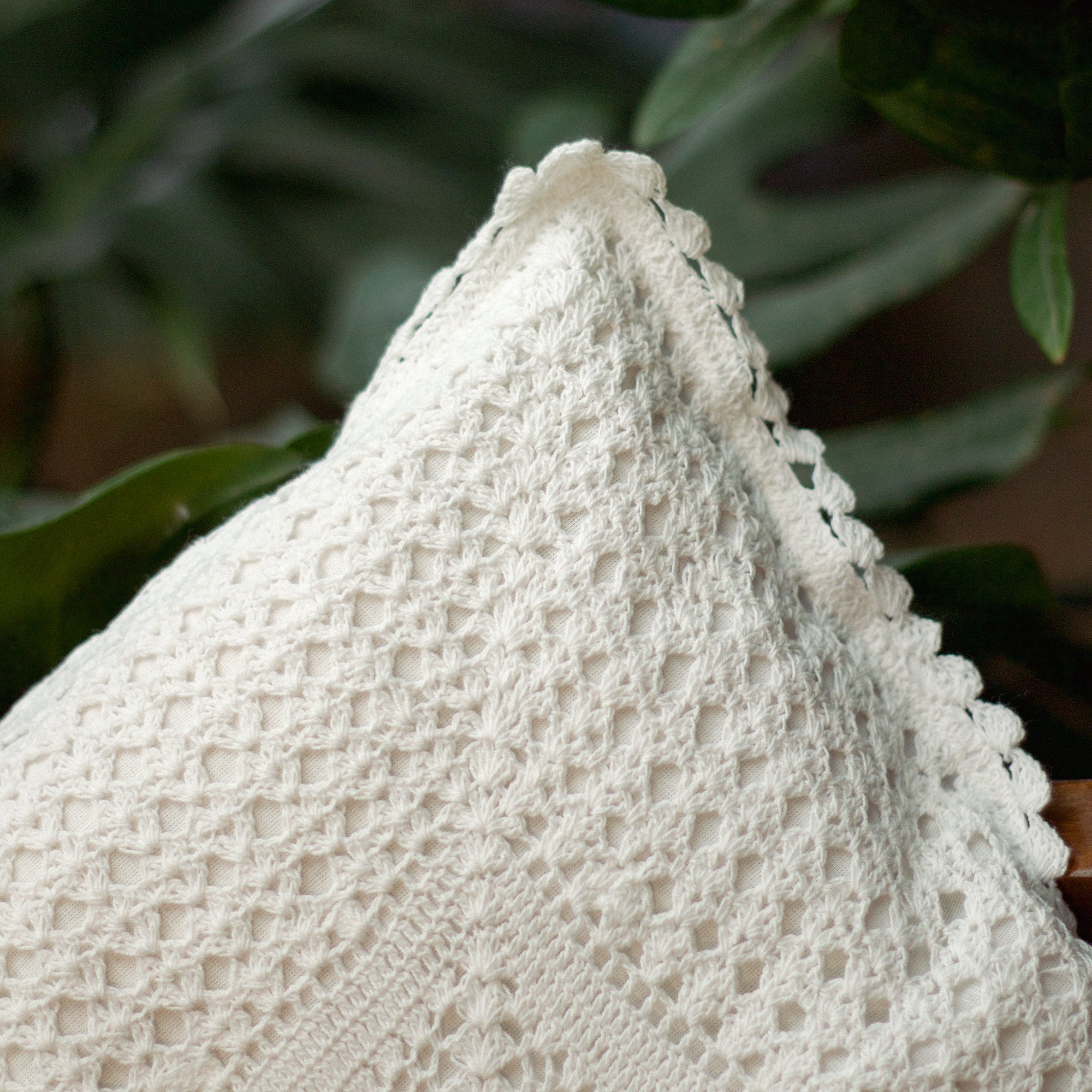 2026 Collection - Hand-Embroidered Swirl Pattern Crochet Cushion Cover - 16 X 16 inches - Set of 2