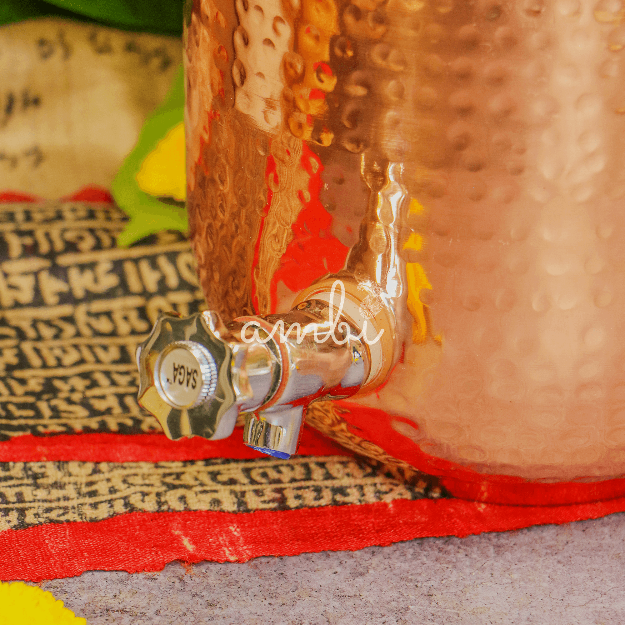 100% Pure Copper Hammered Water Storage Dispenser / Matka - 4 Litres