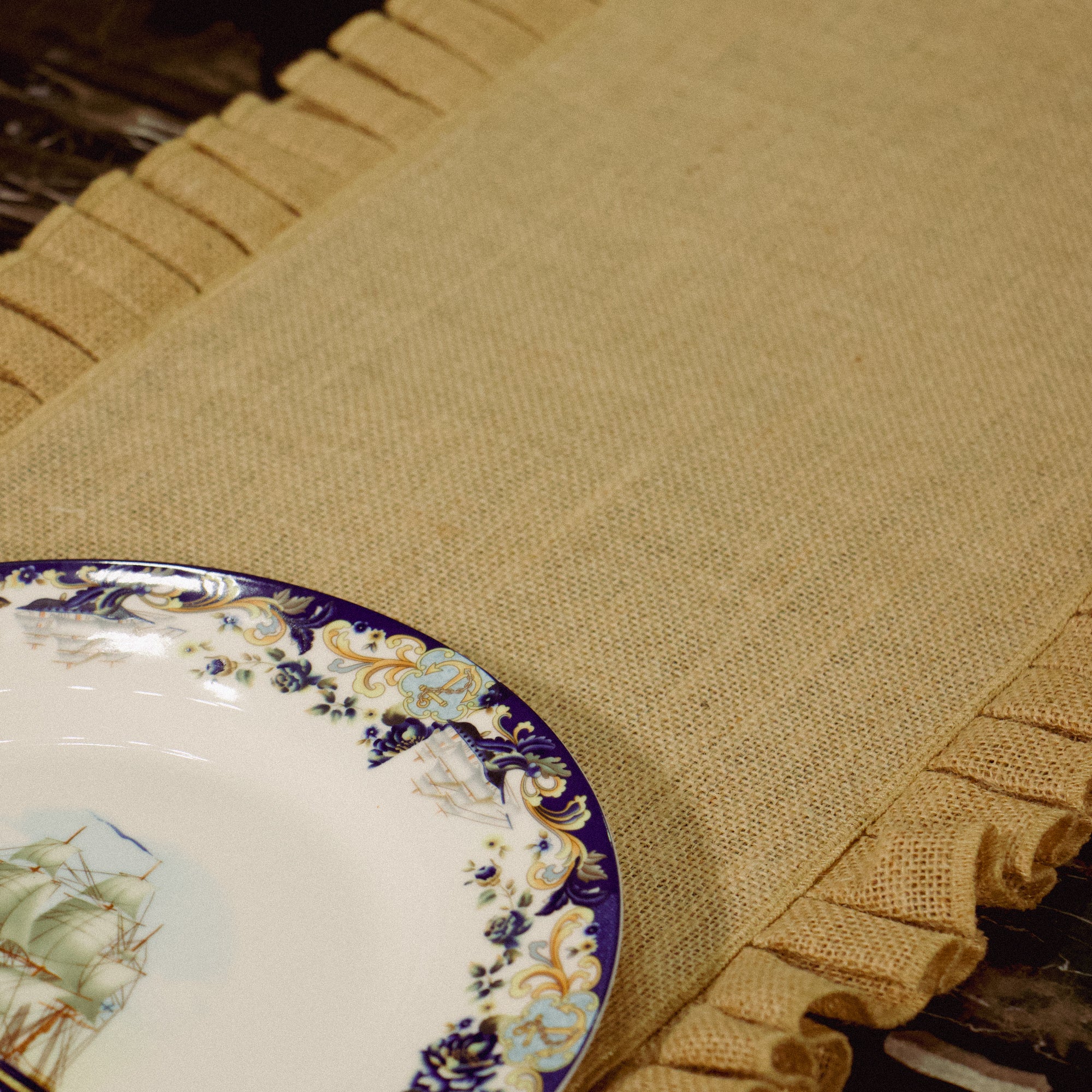 Diwali 2025 Handmade Jute Table Runner Set with 8 Table Mats with Loops