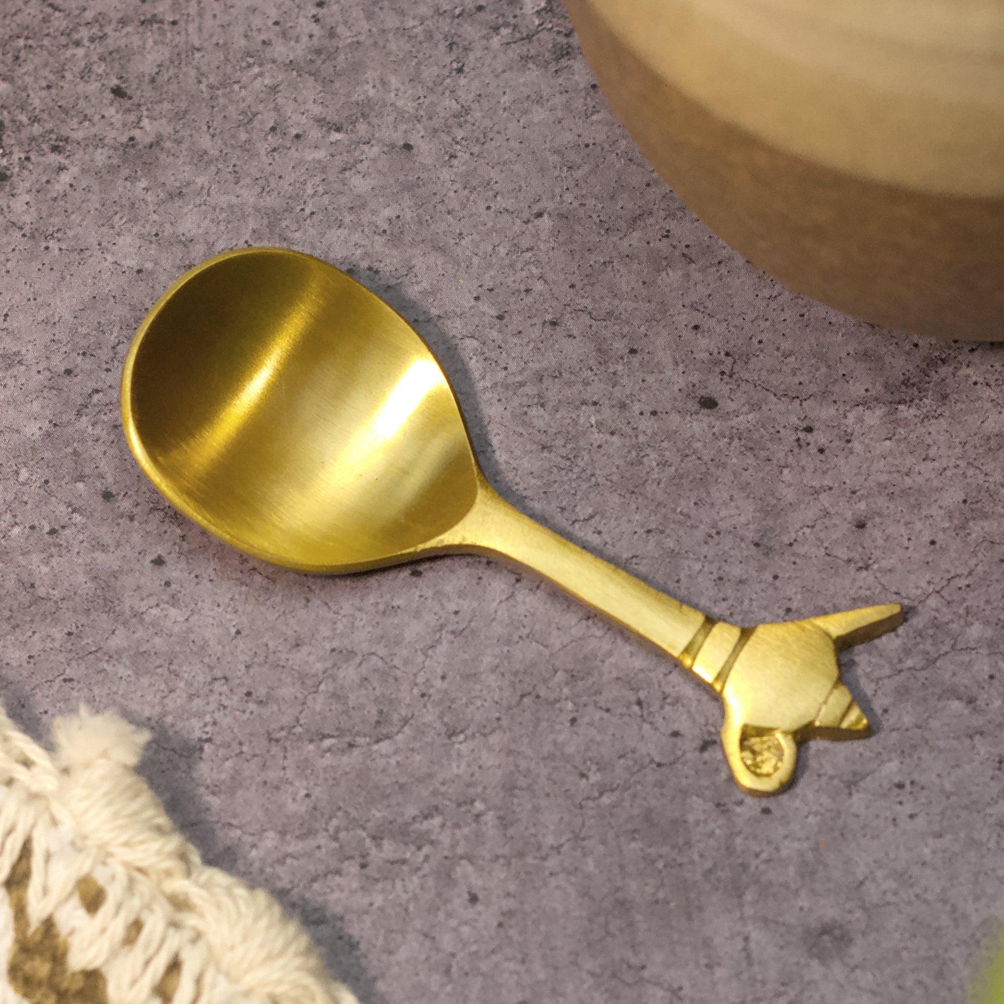 Small Kettle Head Brass Mini Tea Spoons - Set of 2