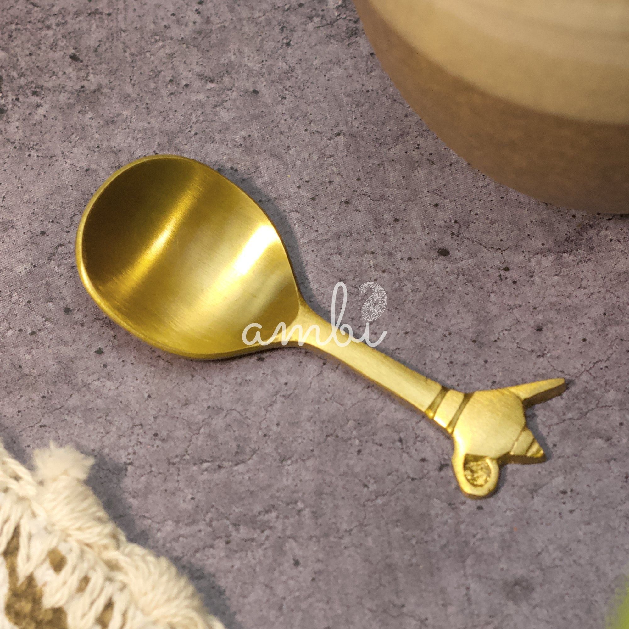 Small Kettle Head Brass Mini Tea Spoons - Set of 2