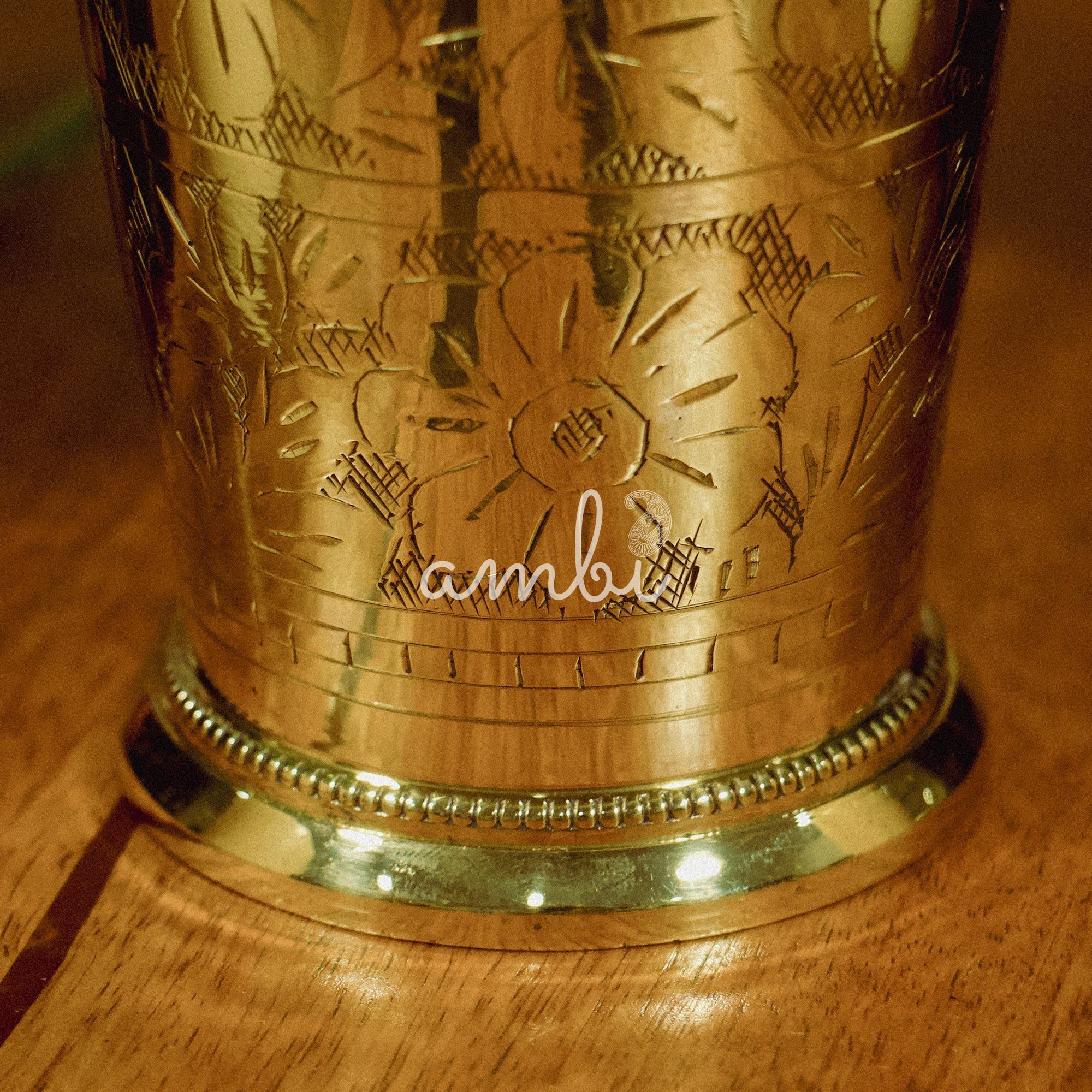 Tall Brass Inlay Work Lassi Glass