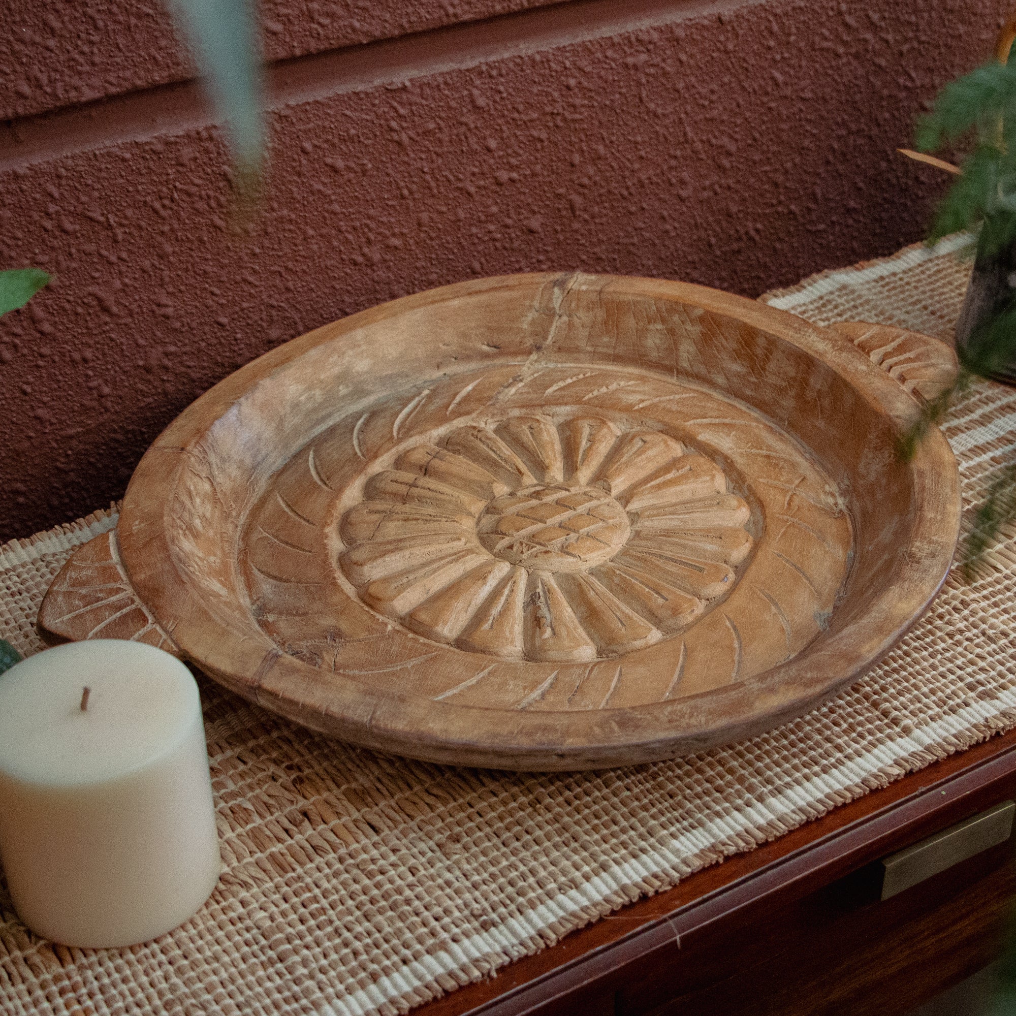 Vintage Wooden Parat - Flower Design