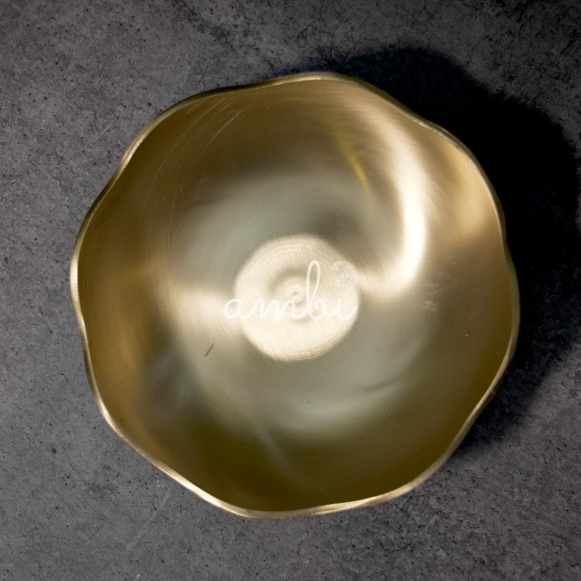 AMBI Elegant & Pure 100% Lead Free Kansa Floral Dessert Bowl - 5.5 Inches - 320 ML