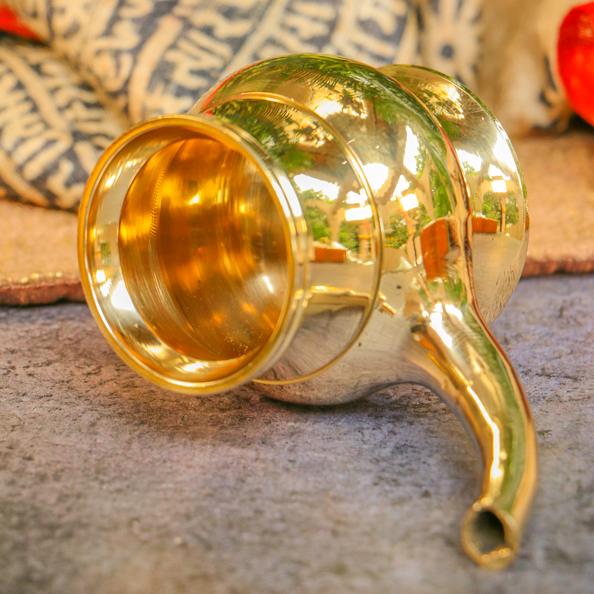 Ambi Pure Brass Abhishek Kumbh Lota Kalash for Pooja— Long Spout - Medium Size | Capacity: 500–600 ML
