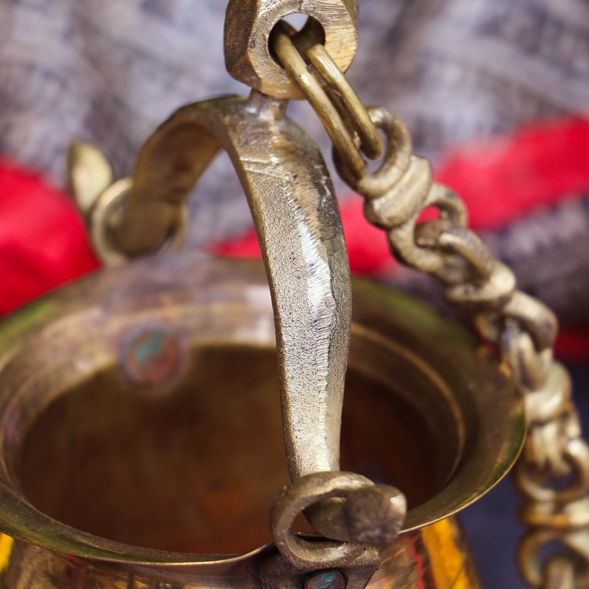Handcrafted Vintage Heritage Brass Lota with Hanging Chain | Ambi