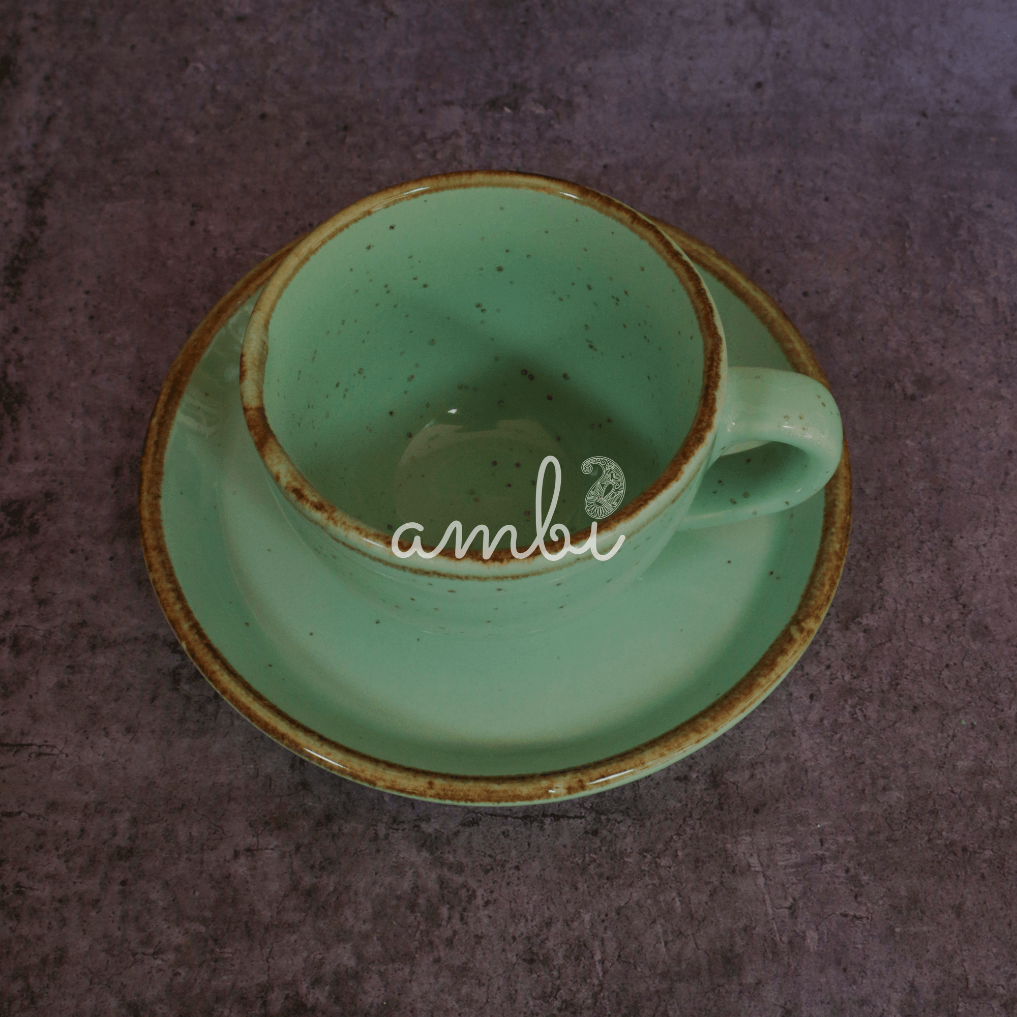 Handmade Porcelain Cup with Antique Finish Rim Set of 2 (150 ml each)