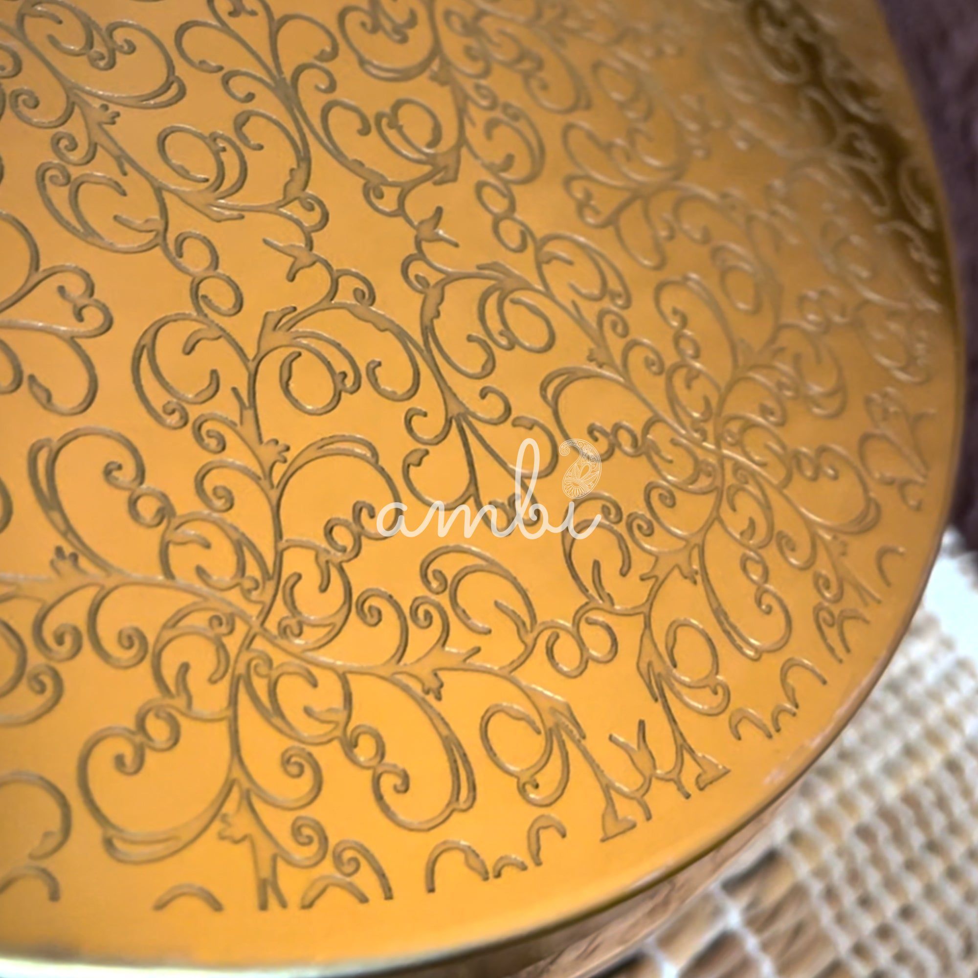 Intricately Etched Aesthetic Roti Box with Wooden Base and Tongs - 9 Inches