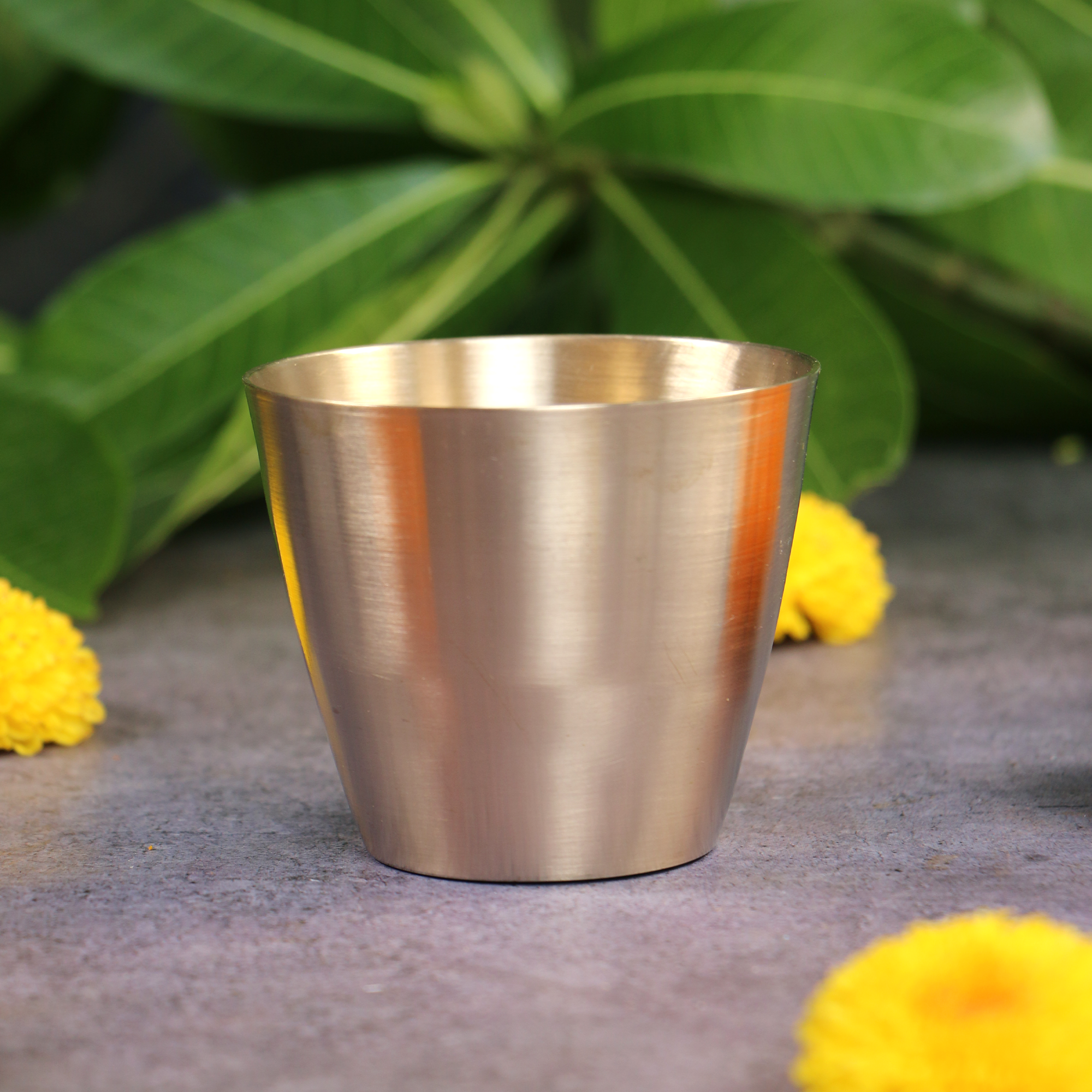 AMBI Anand Panila Stylish 100% Lead Free Heavy Pure Kansa Water Glass - 3 inches - 250ml