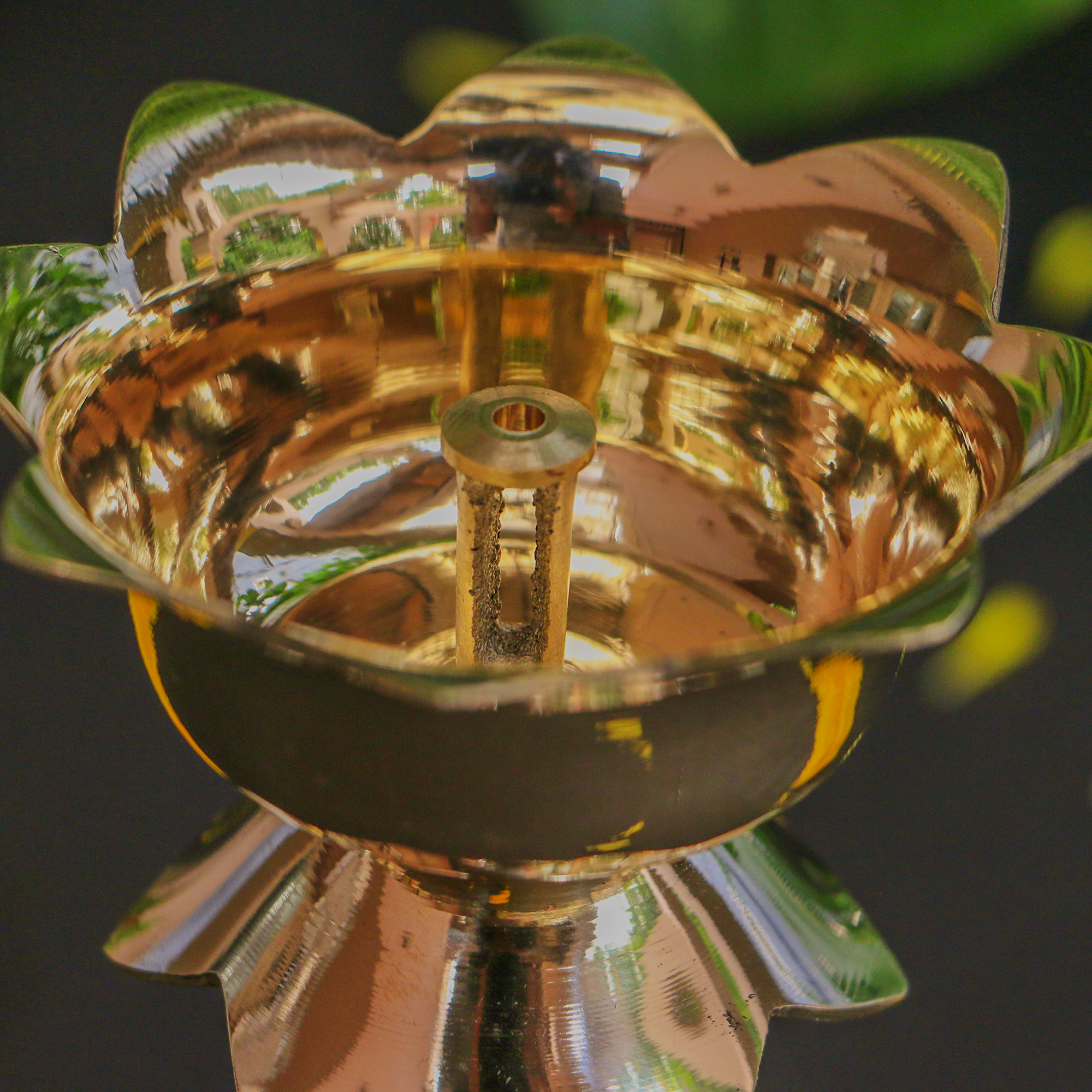 100% Pure Brass Pooja Deepam / Deepak - Kamal Lotus Nanda - Big Size