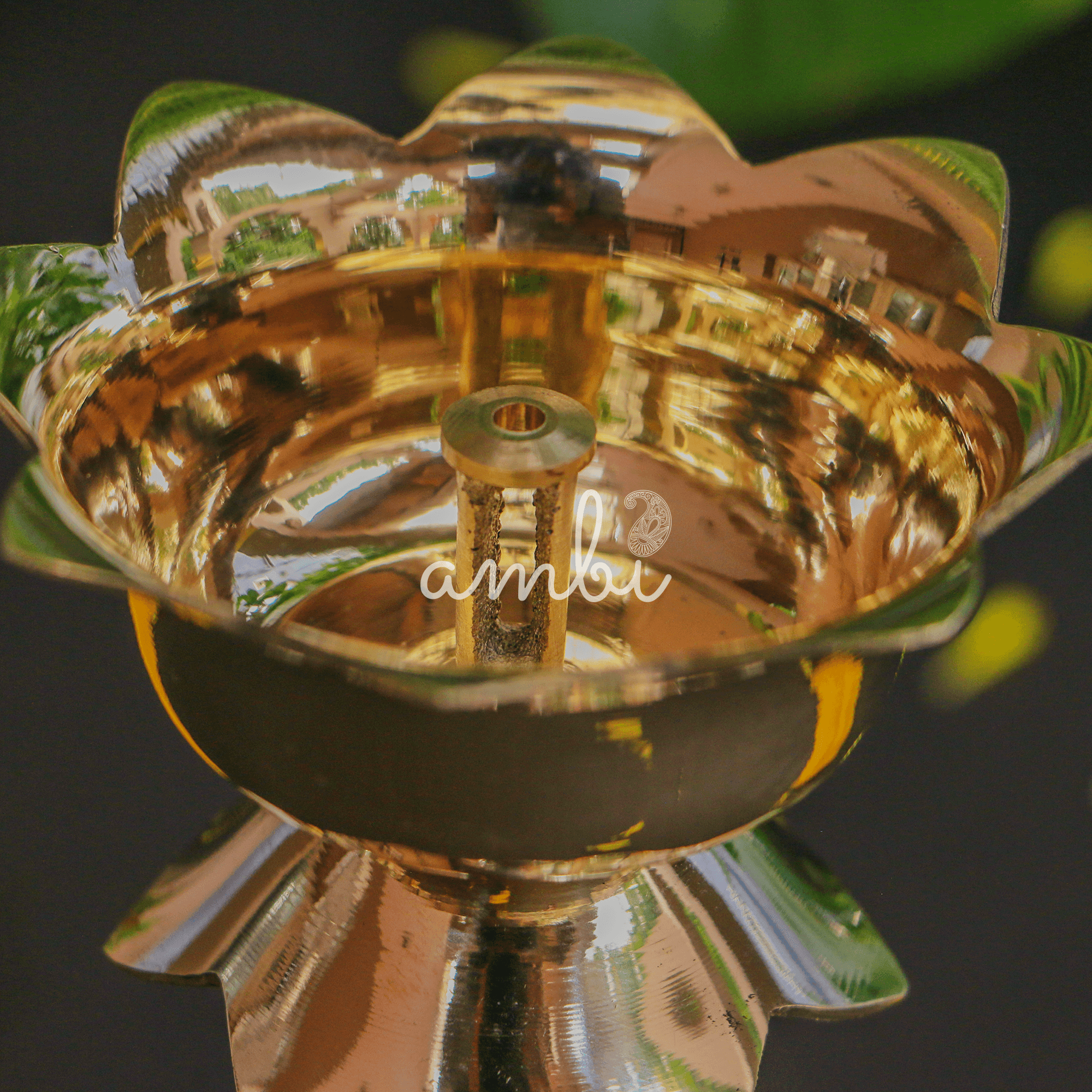 100% Pure Brass Pooja Deepam / Deepak - Kamal Lotus Nanda - Big Size