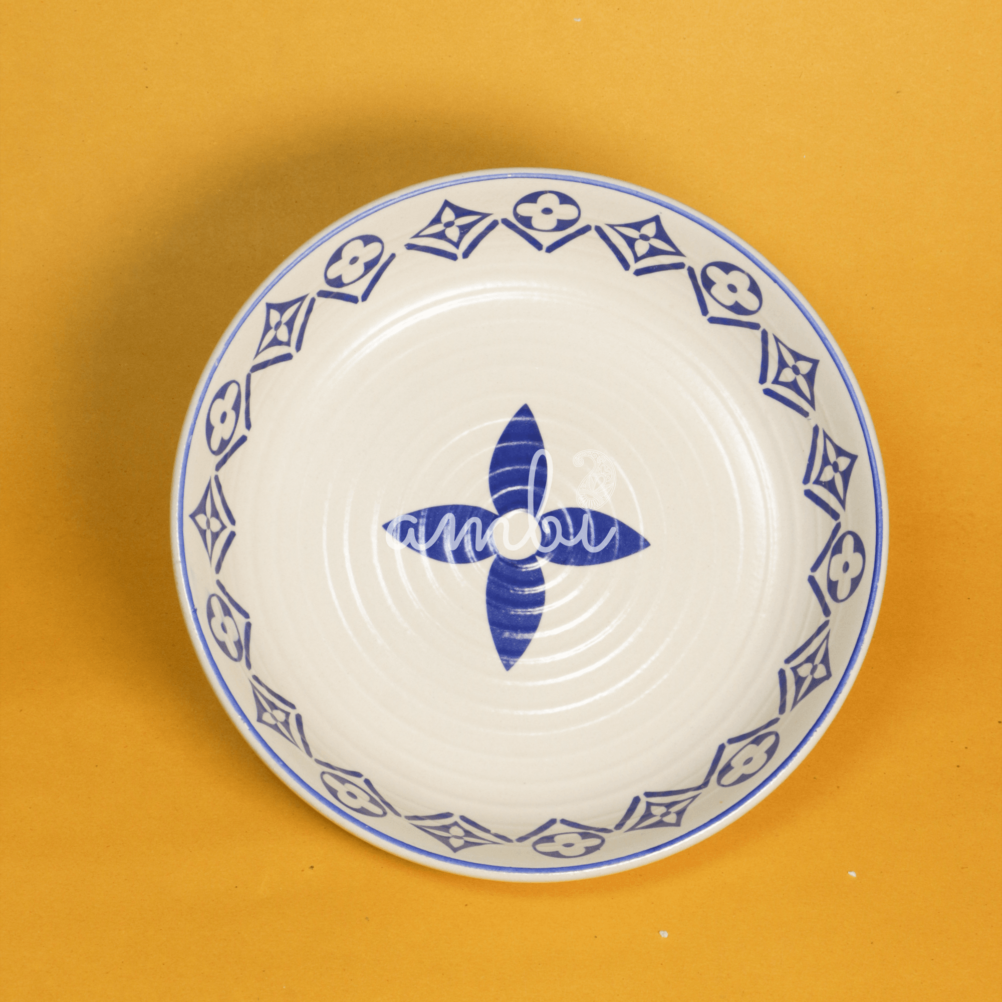 Ambi Decal Blue Large Salad Bowl 9 inch