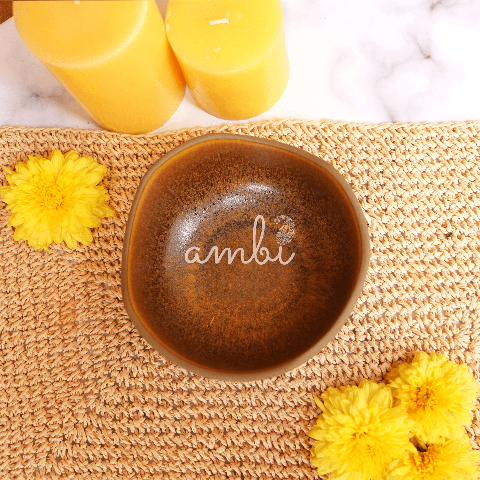 Ambi Handmade Stoneware Earthy Brown Glazed Medium Bowl | Set 2