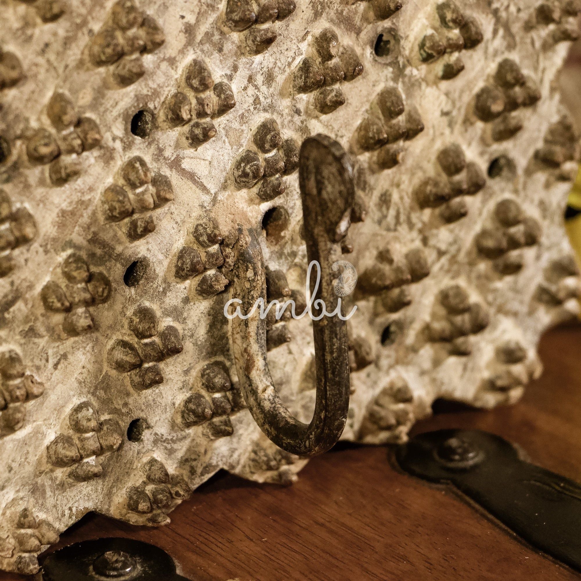 Hook on Rustic Block Print Wood Base - Distressed Look