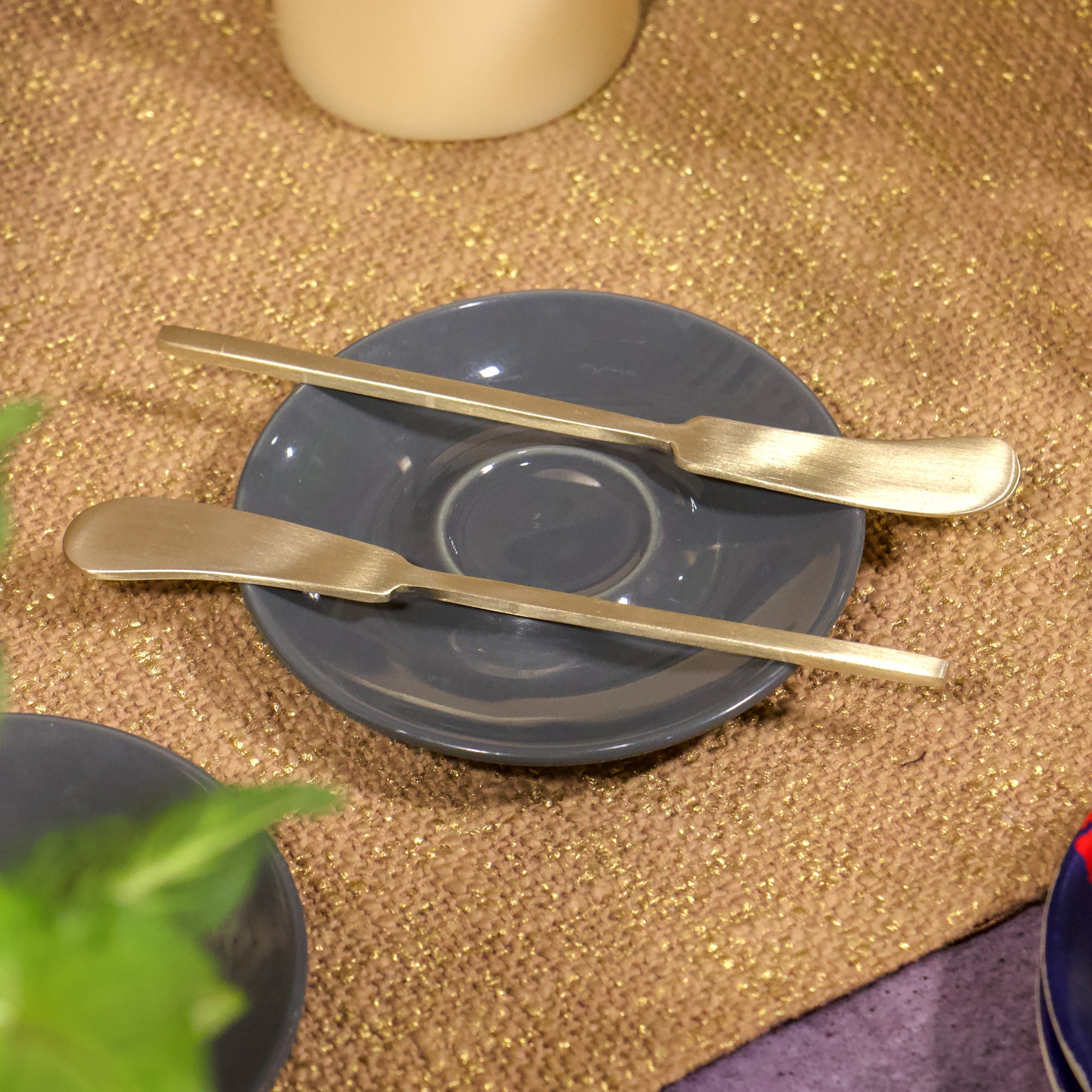Handcrafted Kansa Butter Knife - Gold Matt Finish
