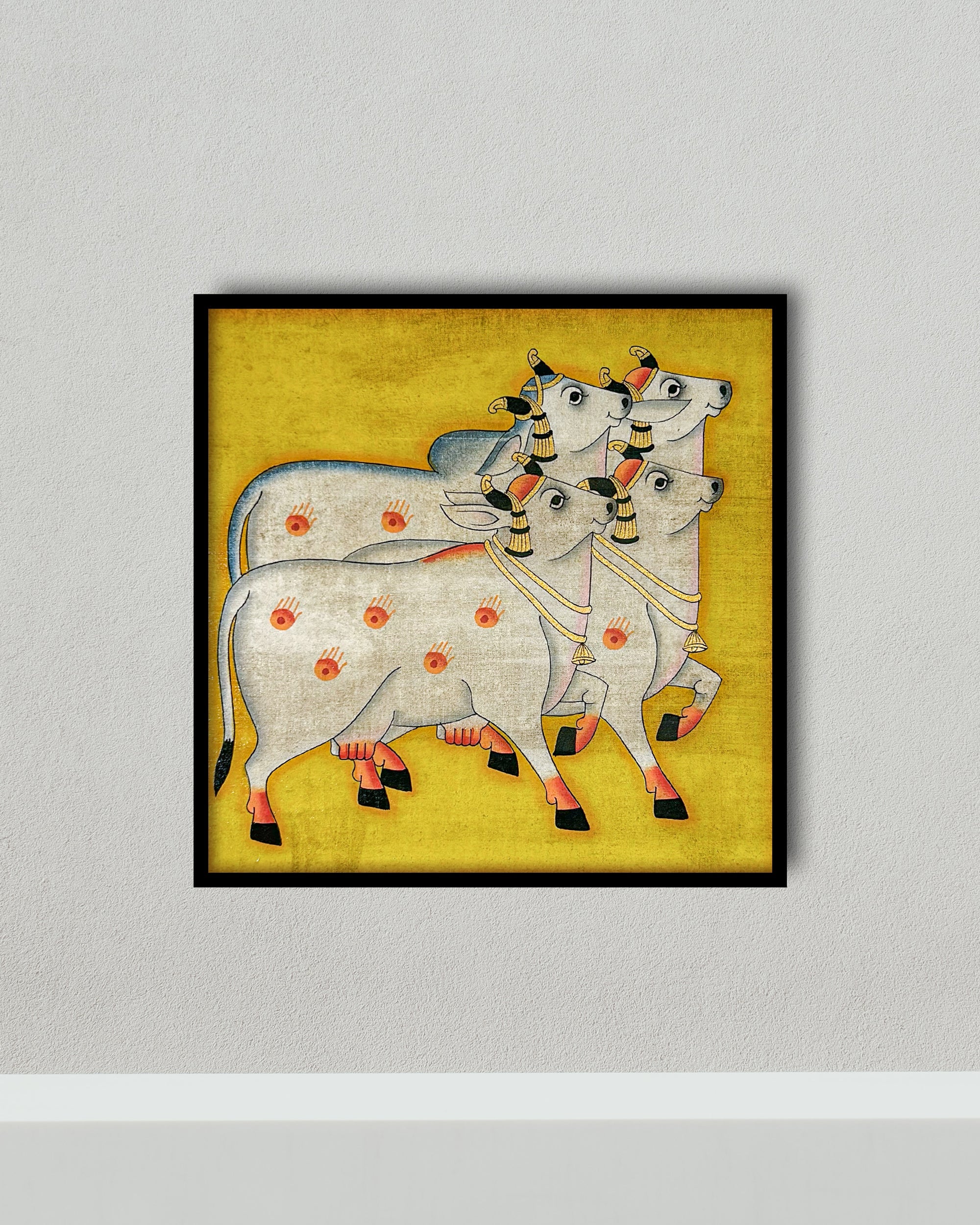 Handmade Pichwai Celebrating with Frame