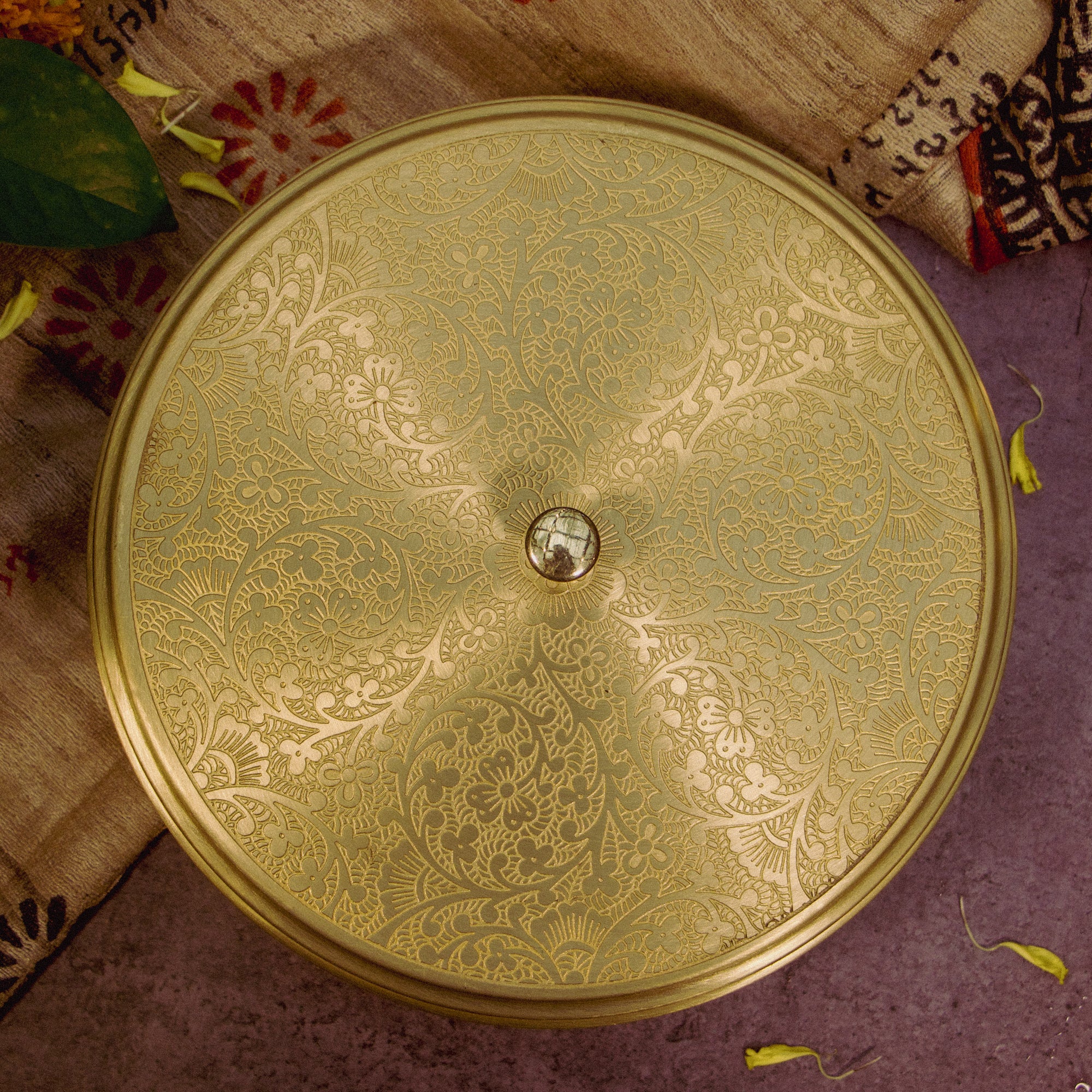 Brass Spice Chest Masala Daani (7 Containers) - 7.3 Inches