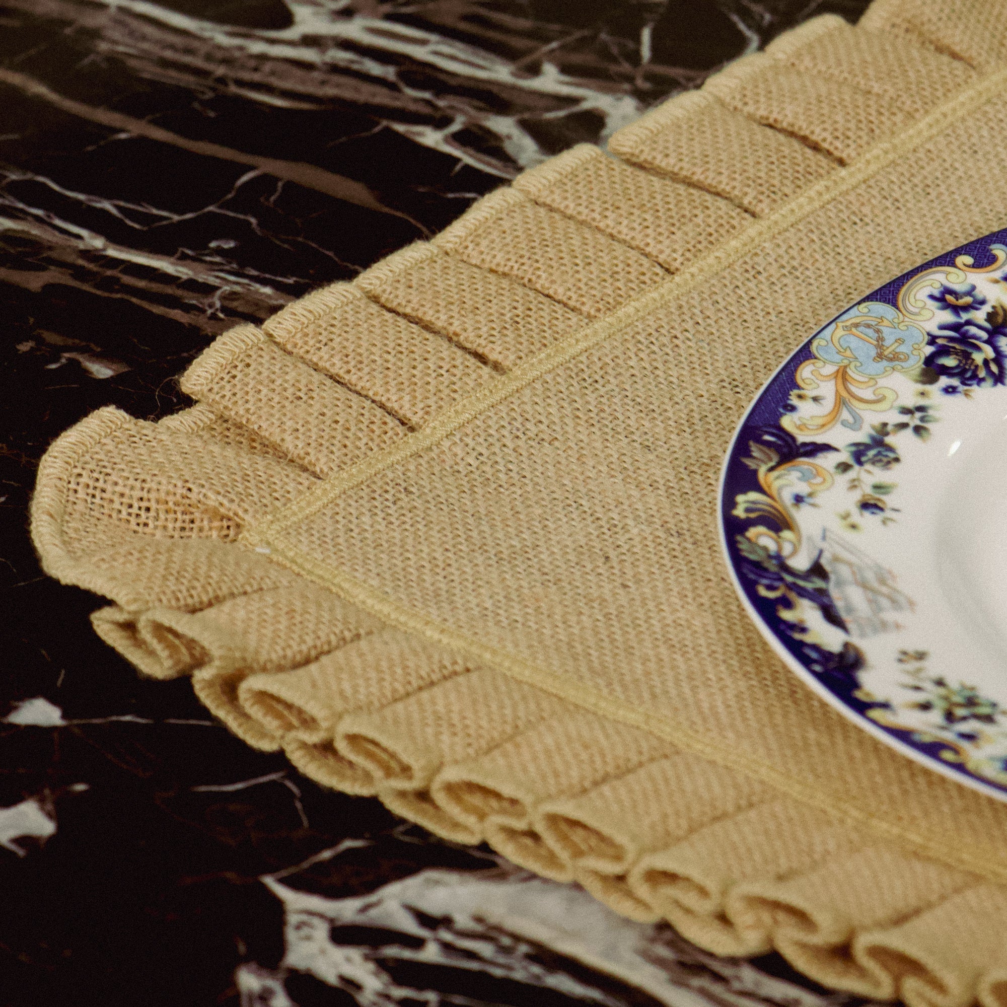 Diwali 2025 Handmade Jute Table Runner Set with 8 Table Mats with Loops