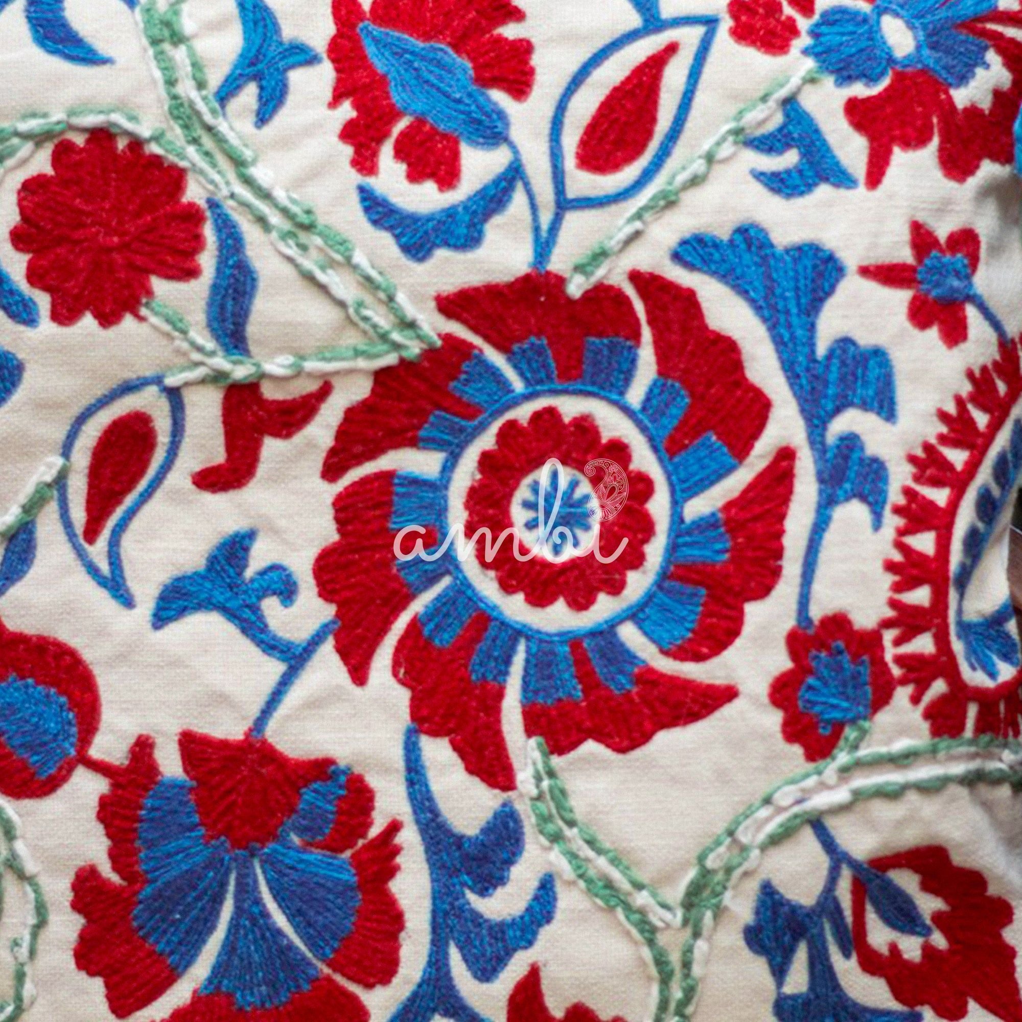 2026 Collection - Hand Embroidered Cushion Cover - Set of 2 - 16 X 16 inches