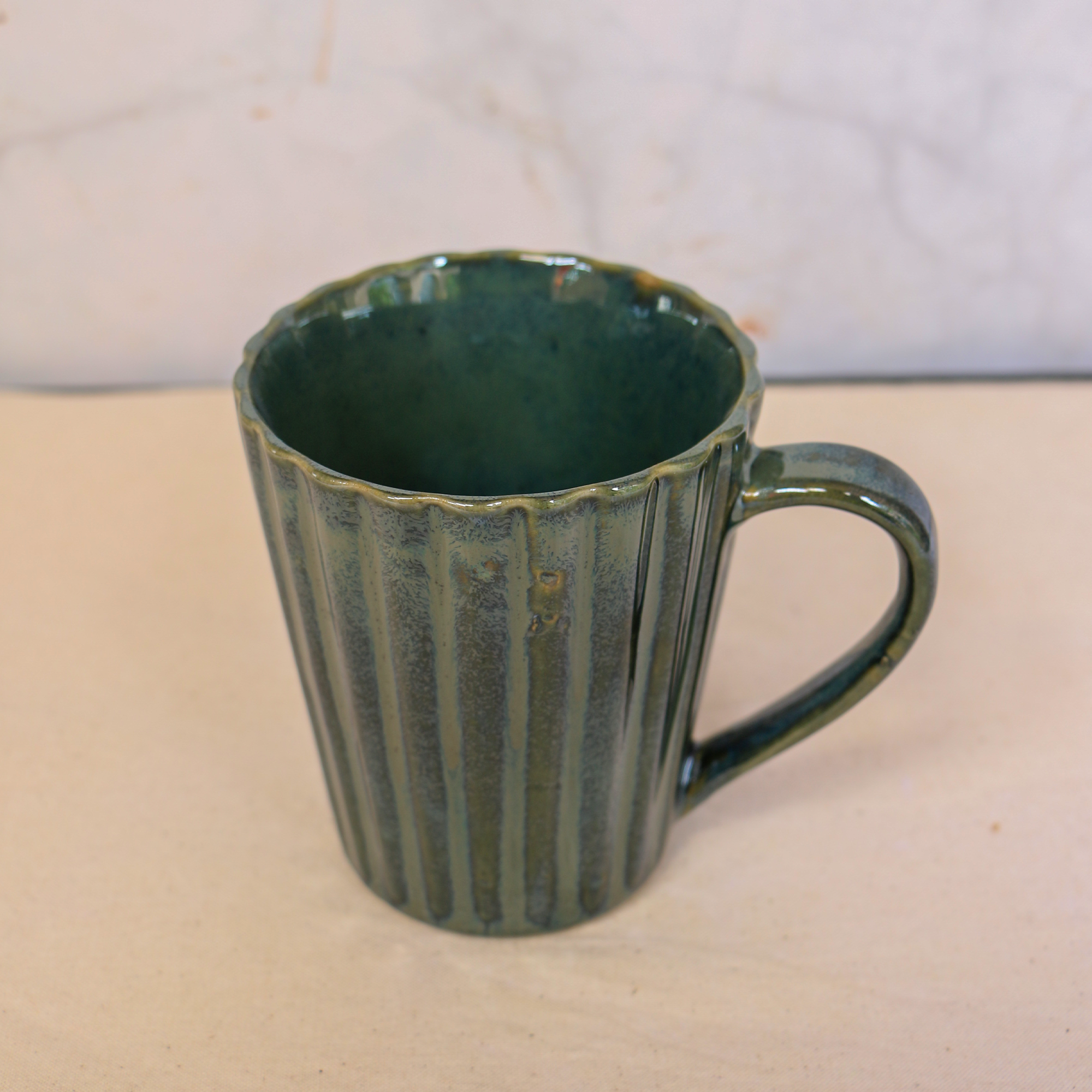 Ambi Ribbed Golden Blue Coffee Mugs Set of 2