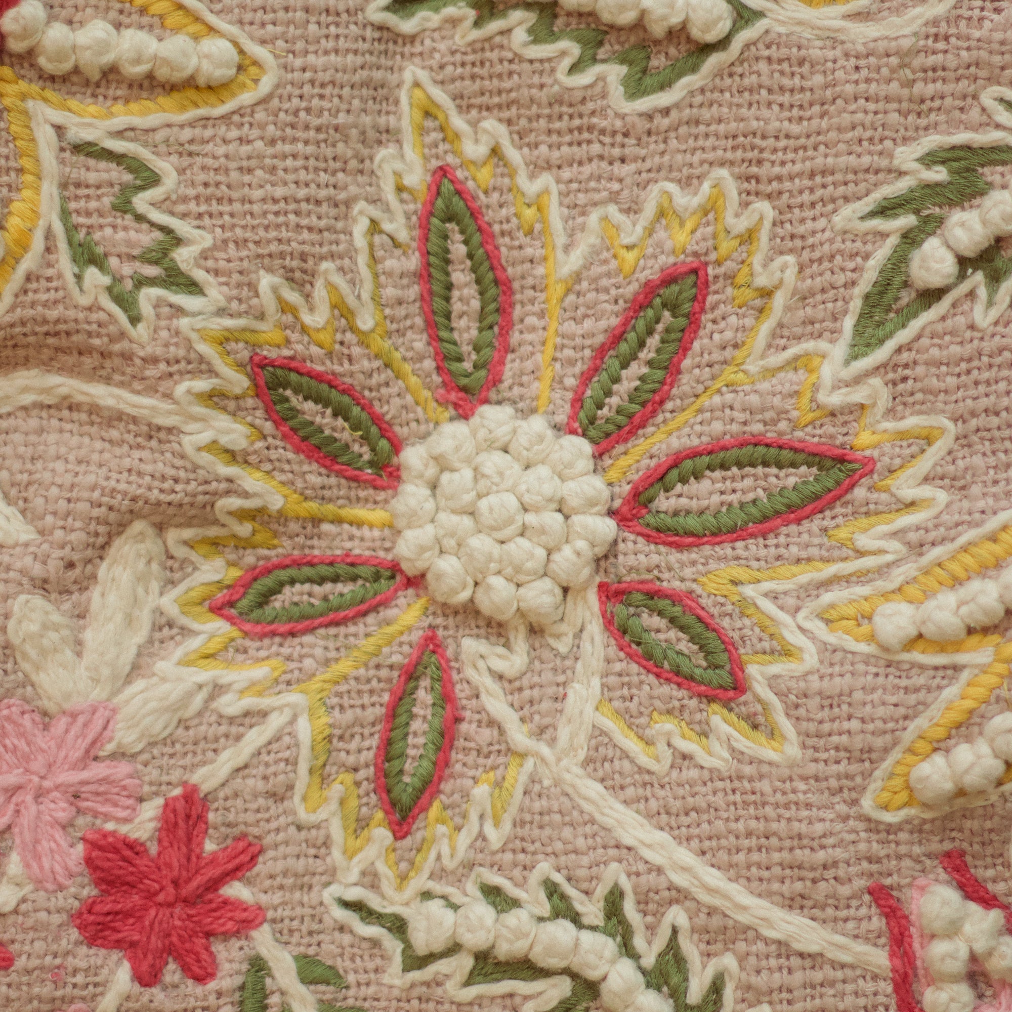 2026 Collection - Hand-Embroidered Flower Pattern Cushion Covers - Set of 2 - 16 X 16 Inches