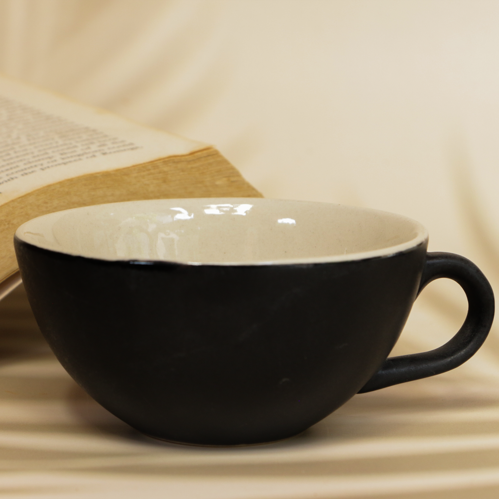 Elegant Charcoal Black-Matte Cup and Saucer Set 180 ml